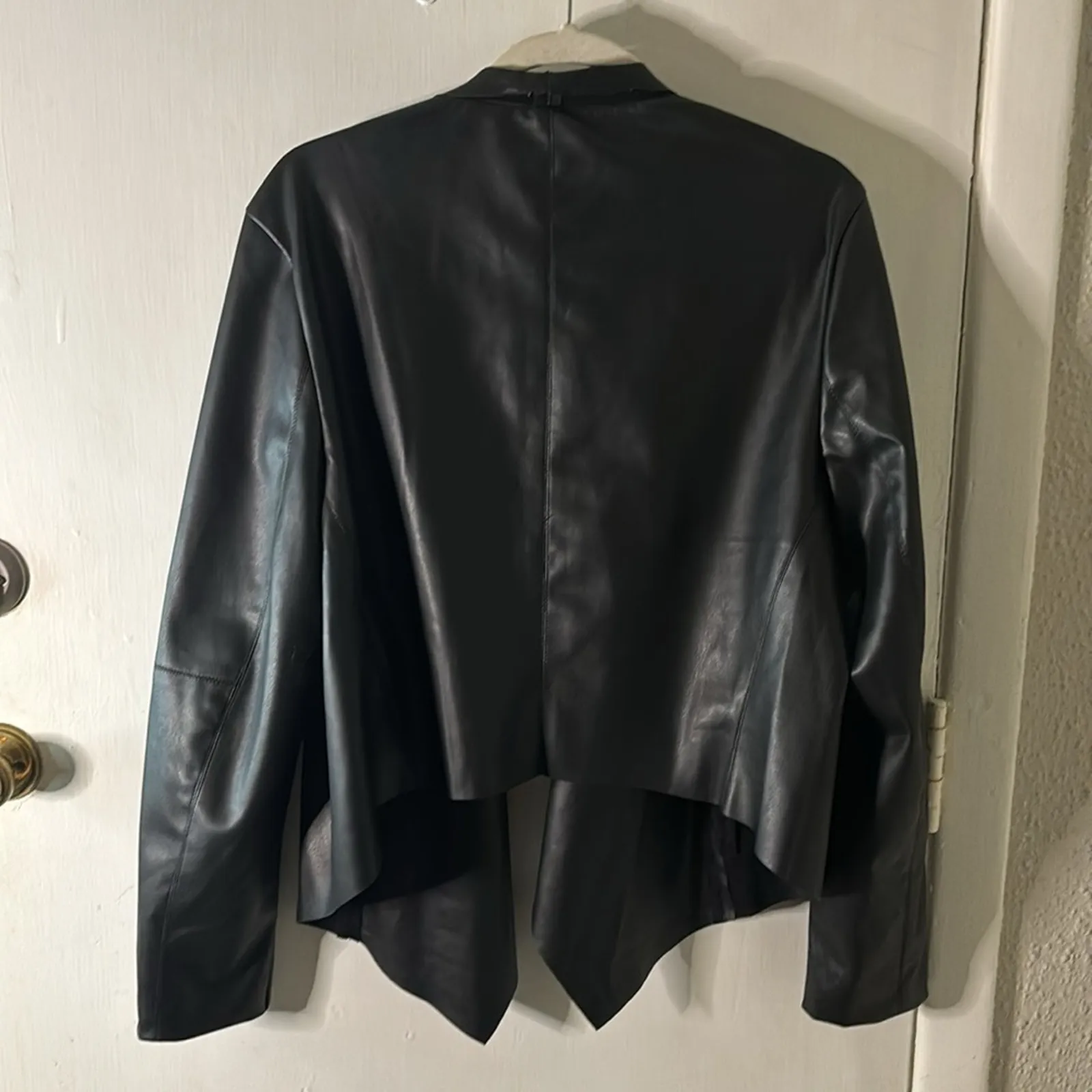 Charlie Paige Black Faux Leather Wing Collar Jacket XL Rocker Biker Goth Mobwife - Image 7
