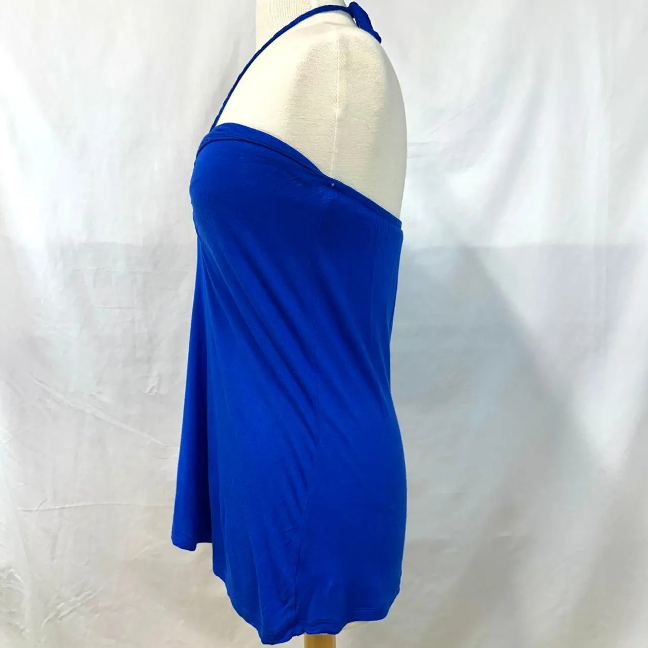 OLD NAVY Blue Halter Neck Tank Top Built In‎ Shelf Bra Womens M 2000s Y2K Summer - Image 3