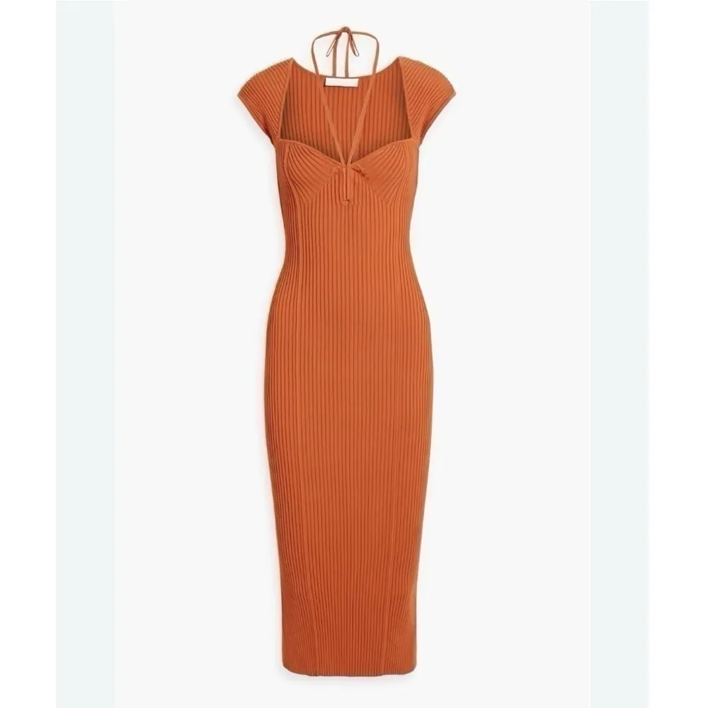 NEW Jonathan Simkhai Florence Ribbed Midi Dress in Brown Orange Size XS - Image 3