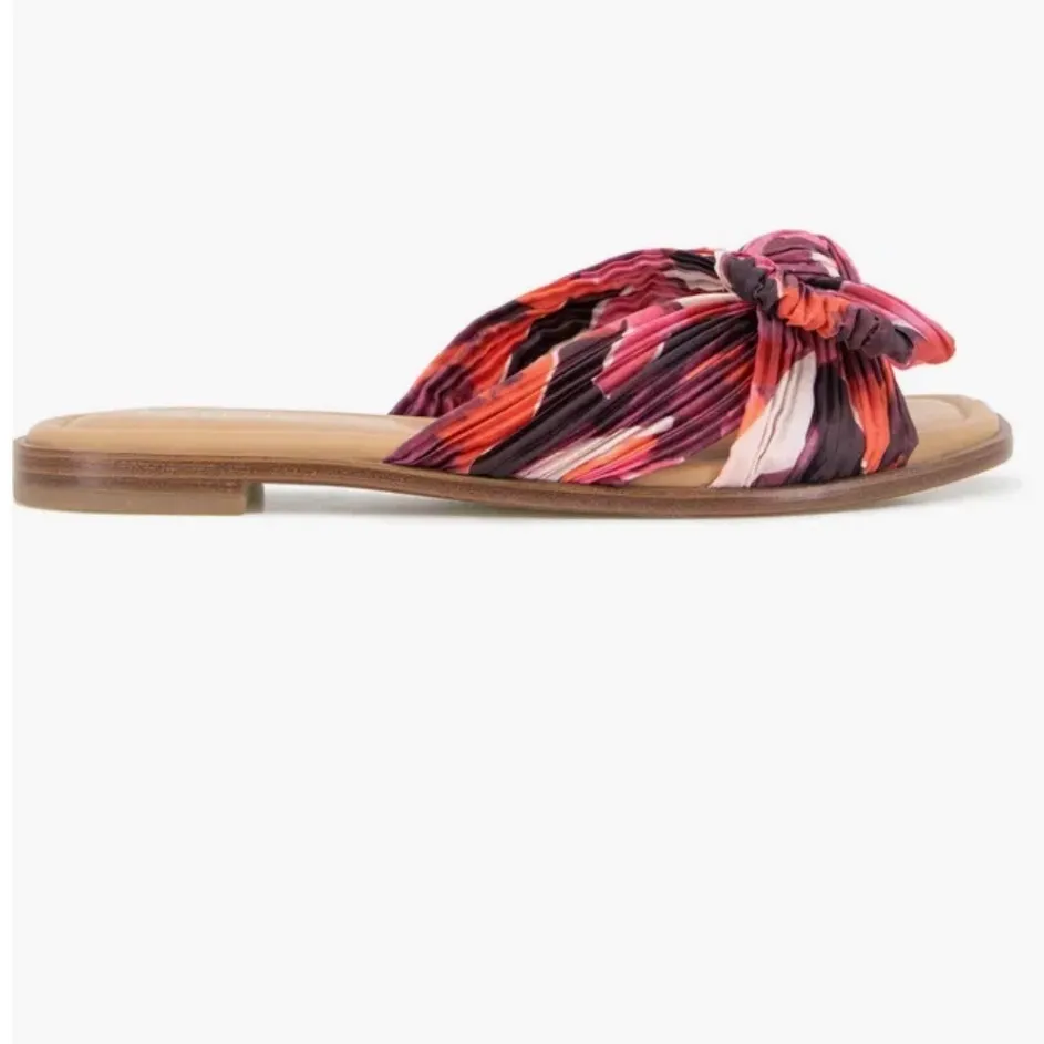 Kenzie Renata slides women's size 8‎ bow detail burgundy floral - Image 2