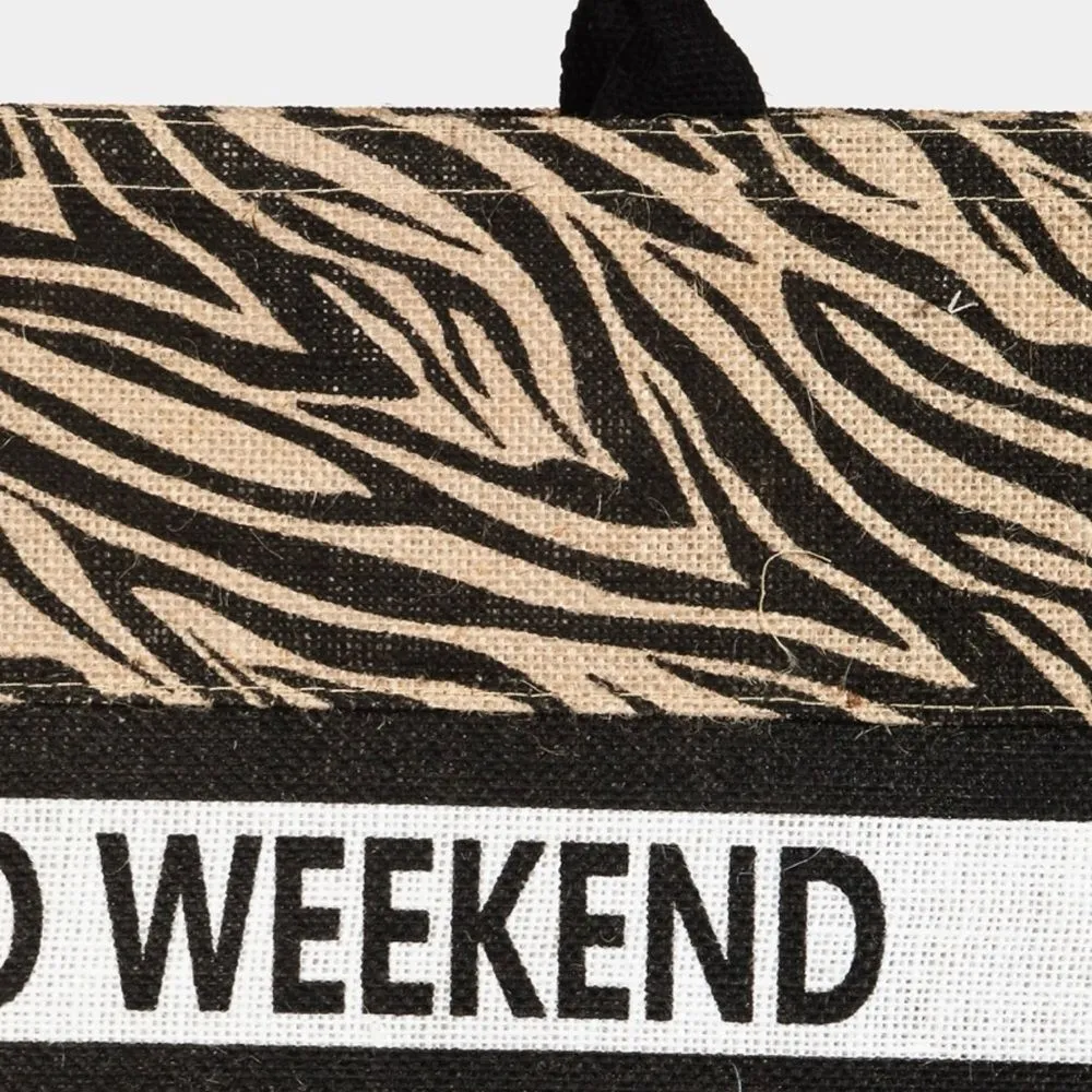 Zebra Print Hello Weekend Tote Bag NWT - Image 3
