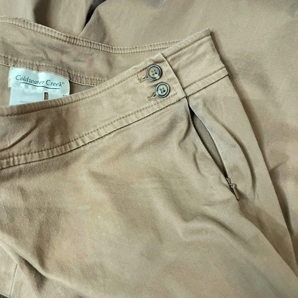 VINTAGE COLDWATER CREEK Light Brown High Rise Wide Leg Chinos, Size 14 - Image 9