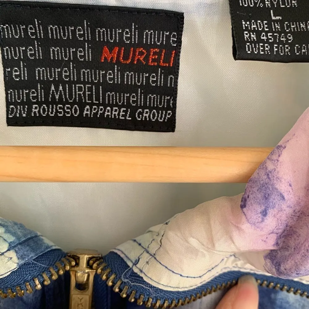 90s Murelli silk tie dye wind breaker jacket White Size L - Image 5