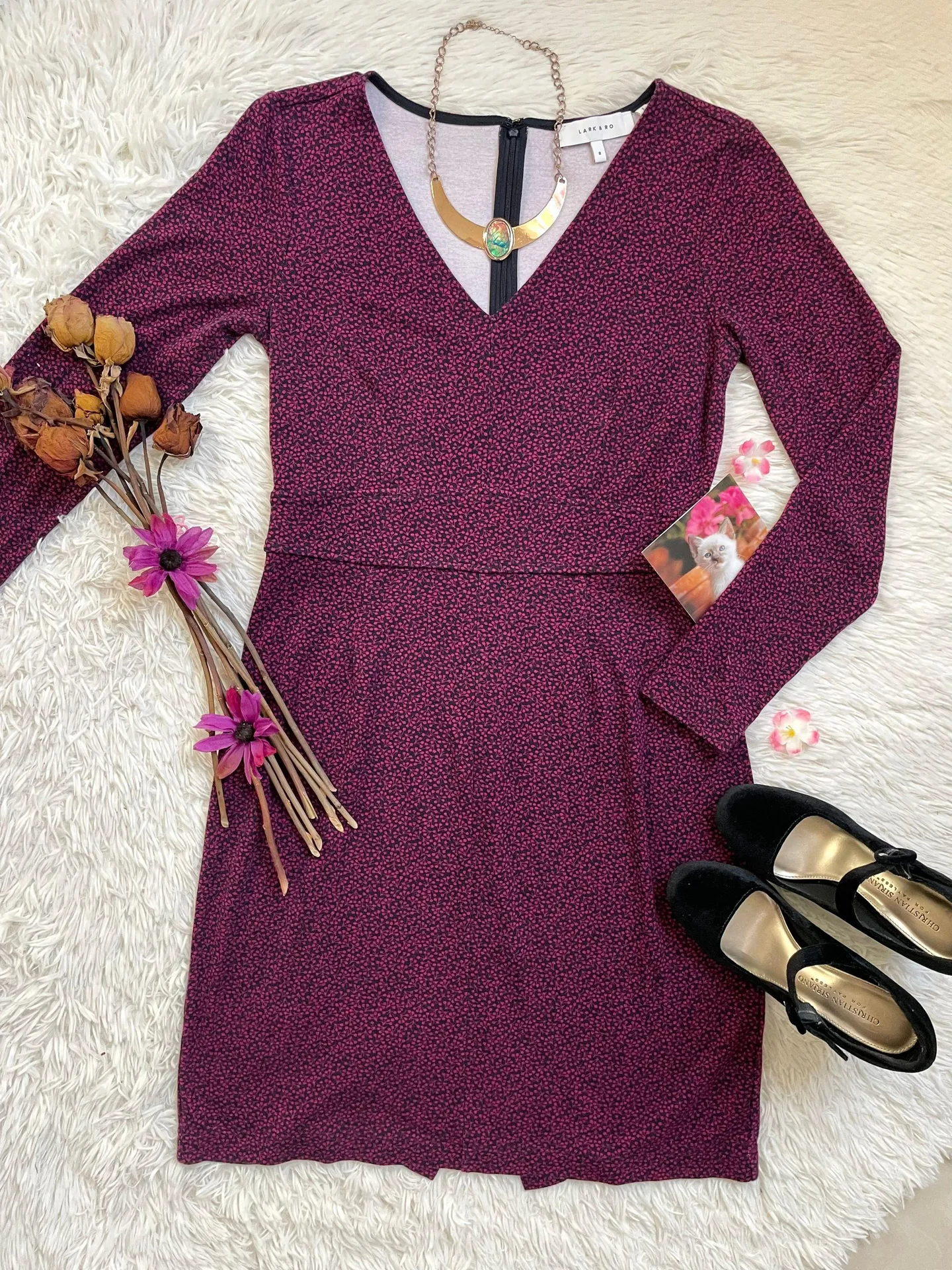 V neck surplice midi dress Purple Size 8 - Image 10