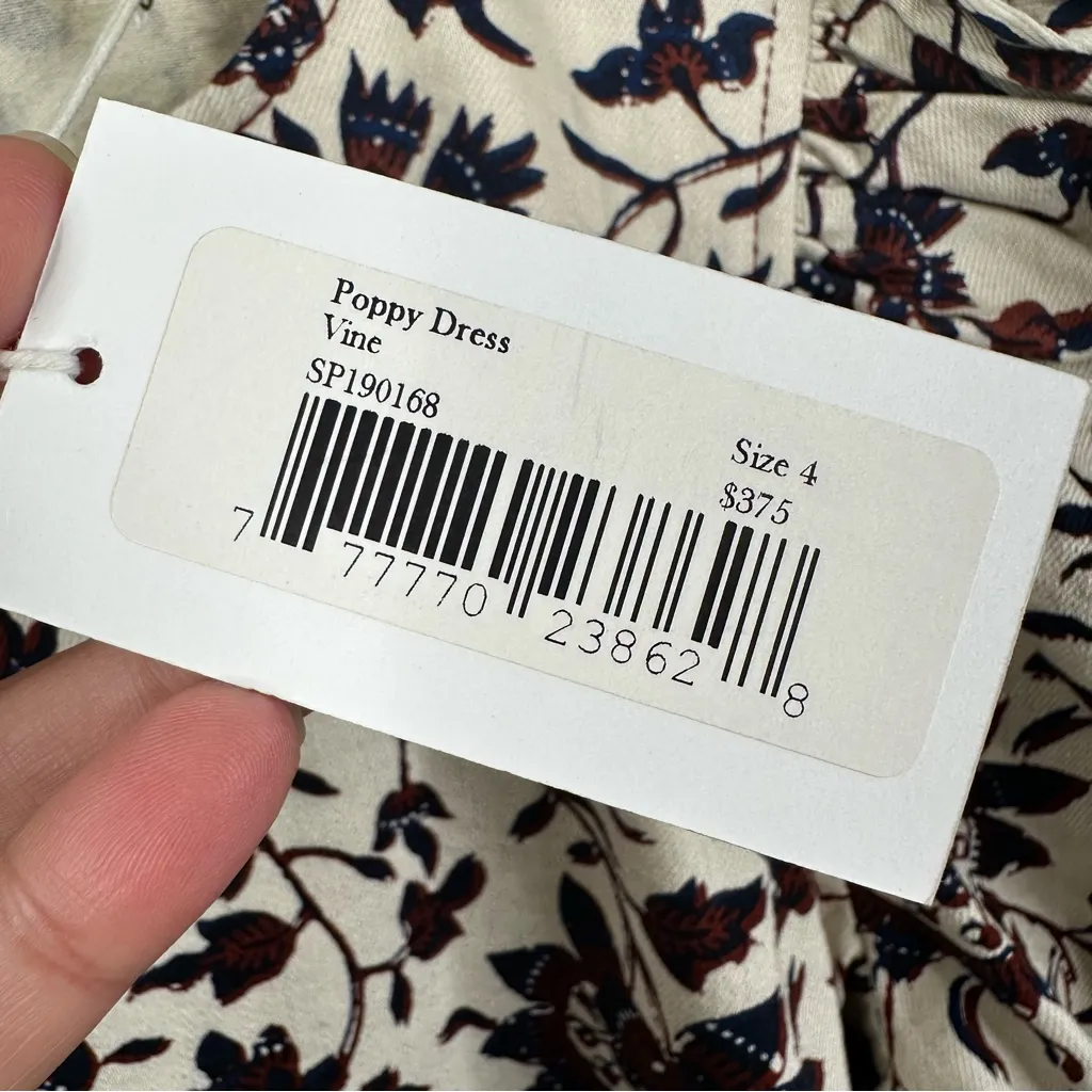 NEW Ulla Johnson Poppy Dress in Vine Womens 4 Vine Floral Ruffle Puff Sleeve - Image 7