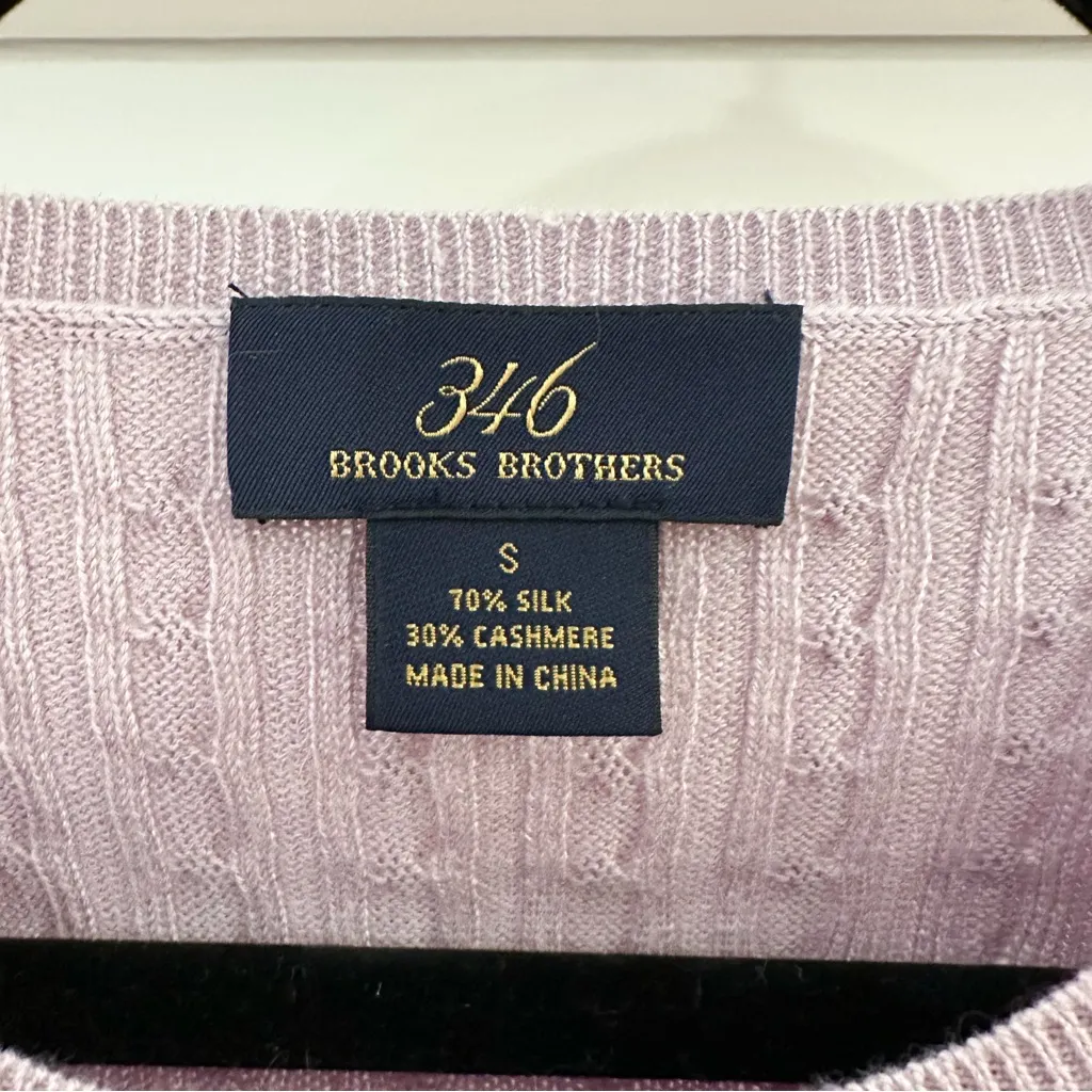 Brooks Brothers 346 Silk Cashmere Short Sleeve Cable Knit Sweater Top sz Small - Image 5