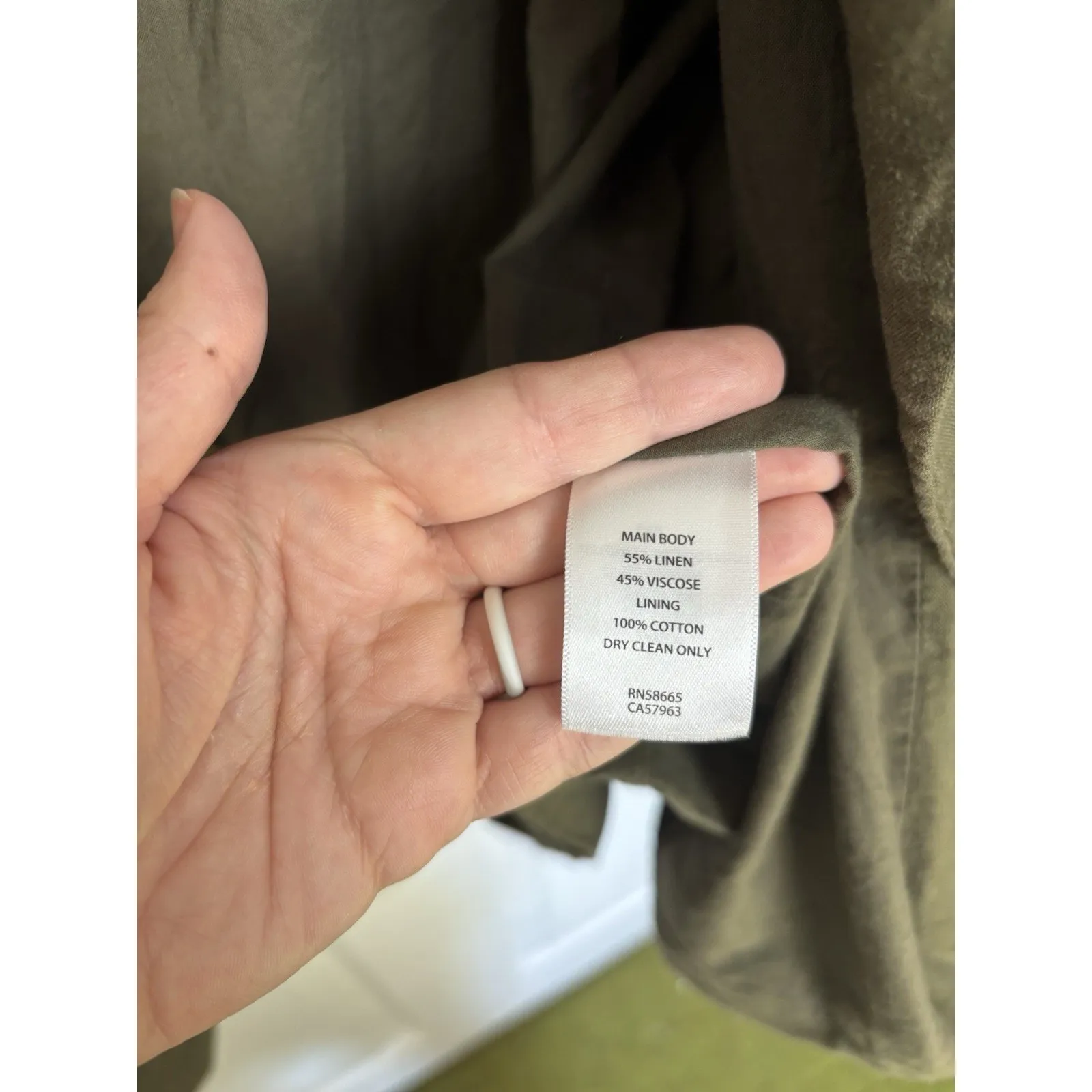 Treasure & Bond Linen Blend Olive Green Blazer Jacket Size Medium Lightweight - Image 5