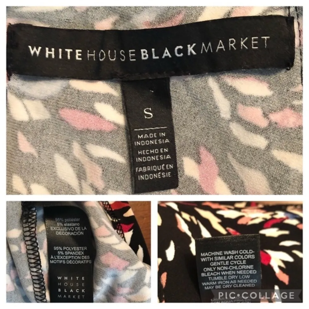 WHBM Top Halter Split Back Knit Black Print S Sleeveless Tiered Dressy Tank - Image 17