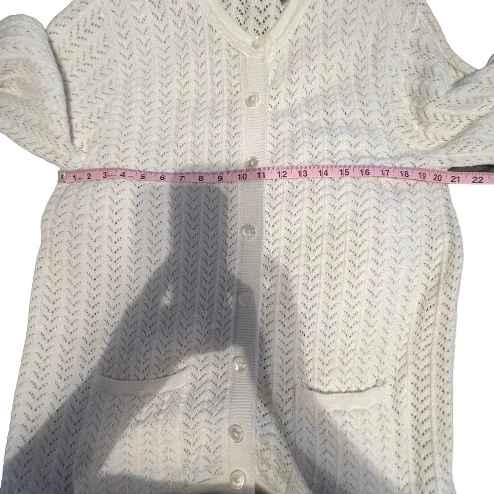 Classic Elements Vintage Women Button Front Cardigan Sweater Large Chevron Knit - Image 5