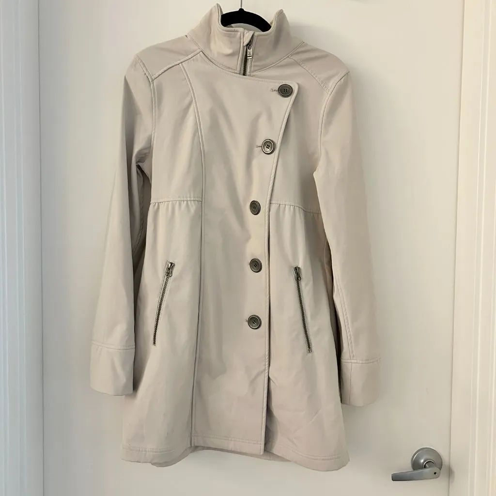 Prana Martina Water Repellent Long Trench Jacket in Cream Size M - Image 2