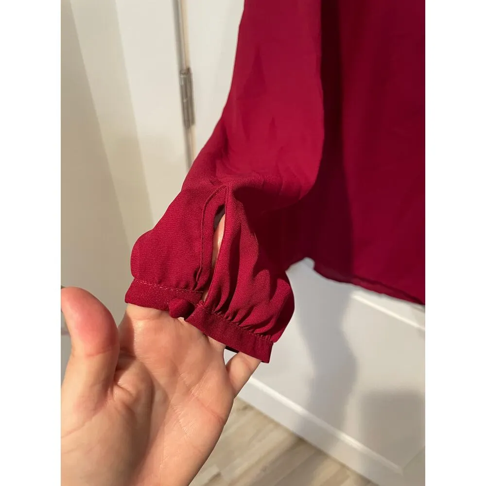 Juicy Couture burgundy embellished long sleeve blouse size Medium - Image 6