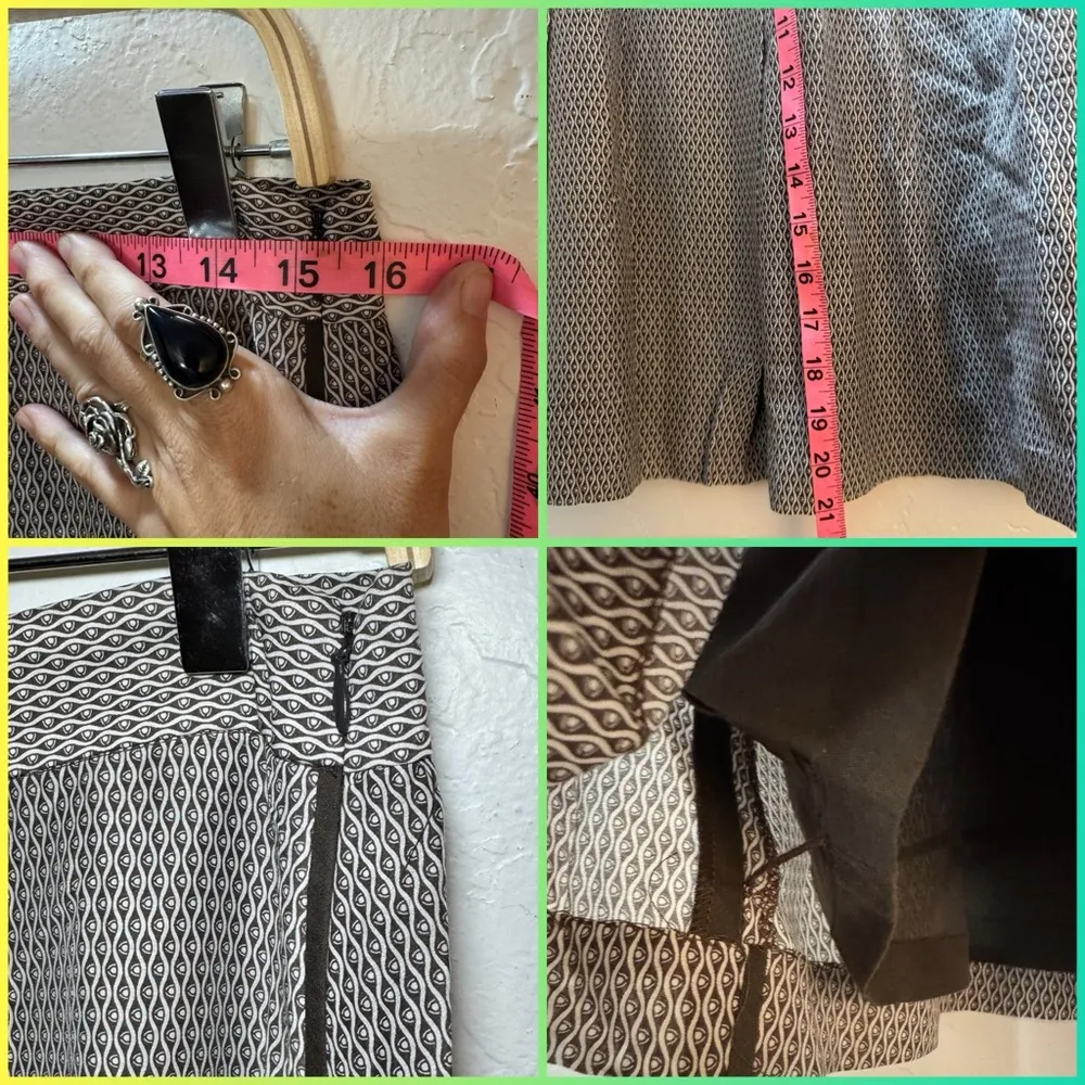 FACONNABLE BROWN WHITE LINED A LINE SKIRT SZ 8 EUC PRACTICALLY NEW - Image 6