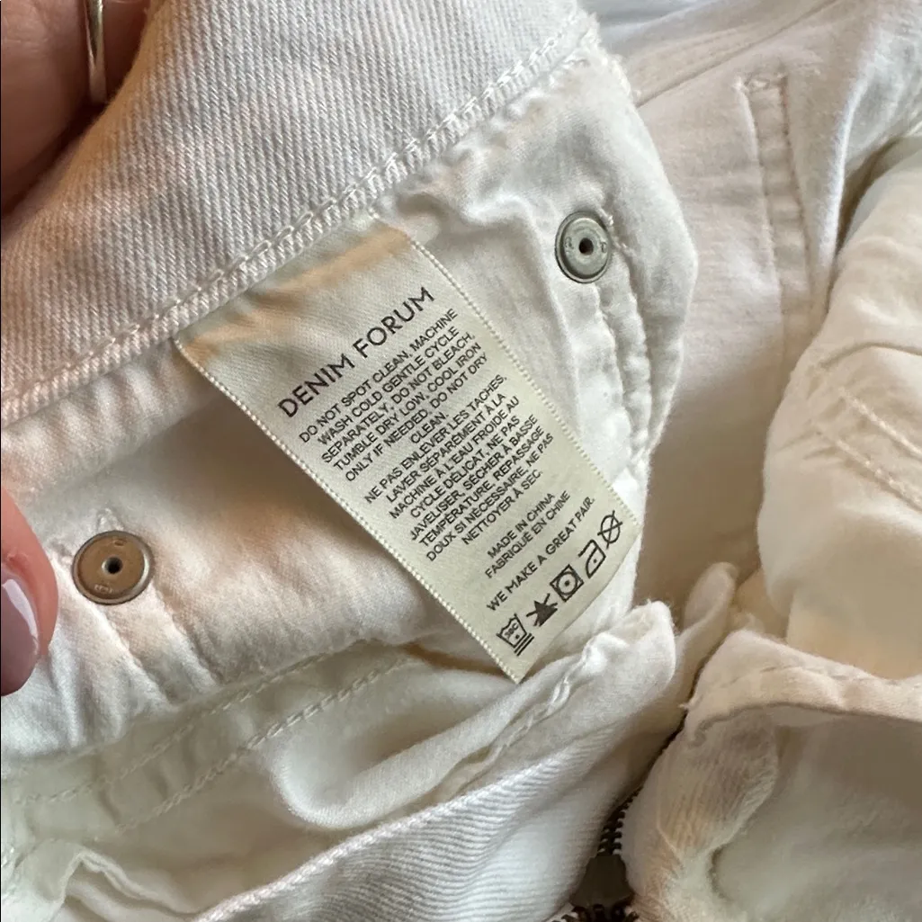 ARITZIA x Denim Forum The Twiggy 60's High Rise Flare Size 32 White - Image 5