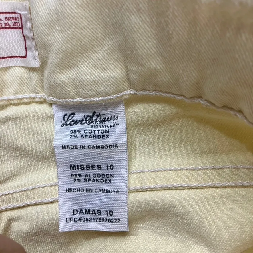 Levi Strauss Signature Womens Stretch Cropped Capris Pants Belted Yellow Size 10 - Image 4