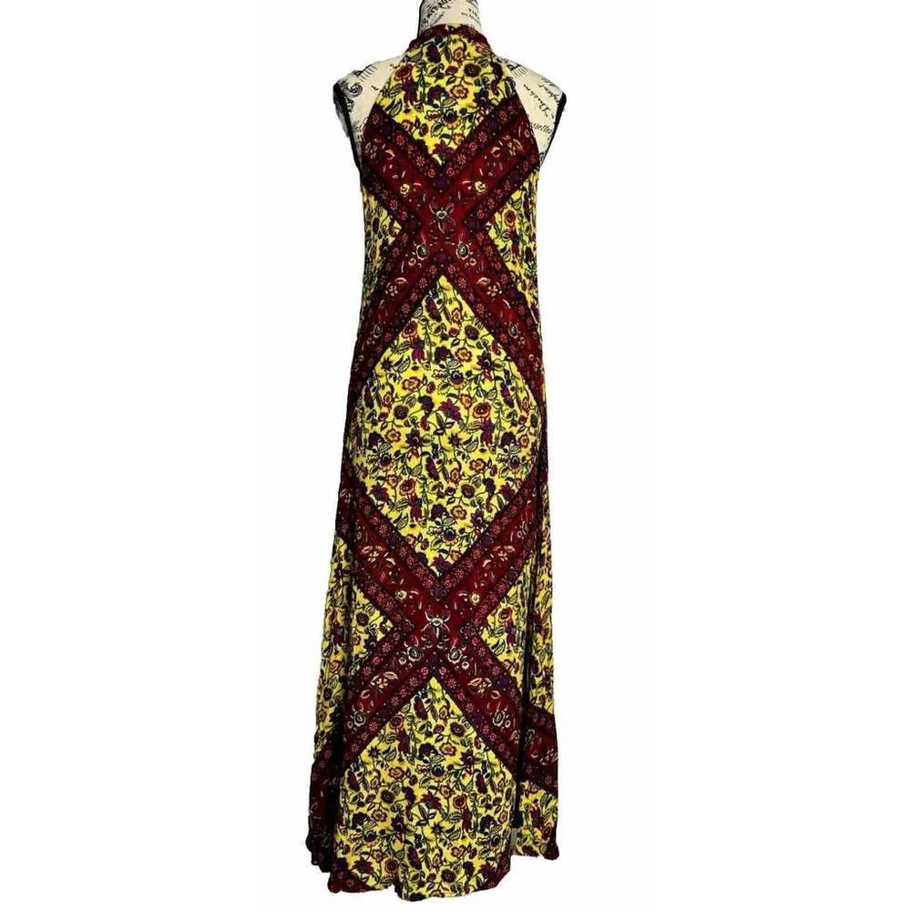 Raga Anthropologie Women's Long Dress XSmall Yellow Red Pink Floral Boho Style - Image 6