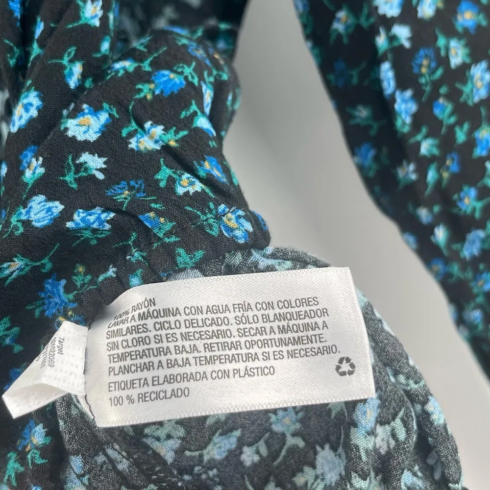 WILD FABLE Blouse Size Large NWT Floral Ruffle Blouson Puffly Long Sleeve Blue - Image 14