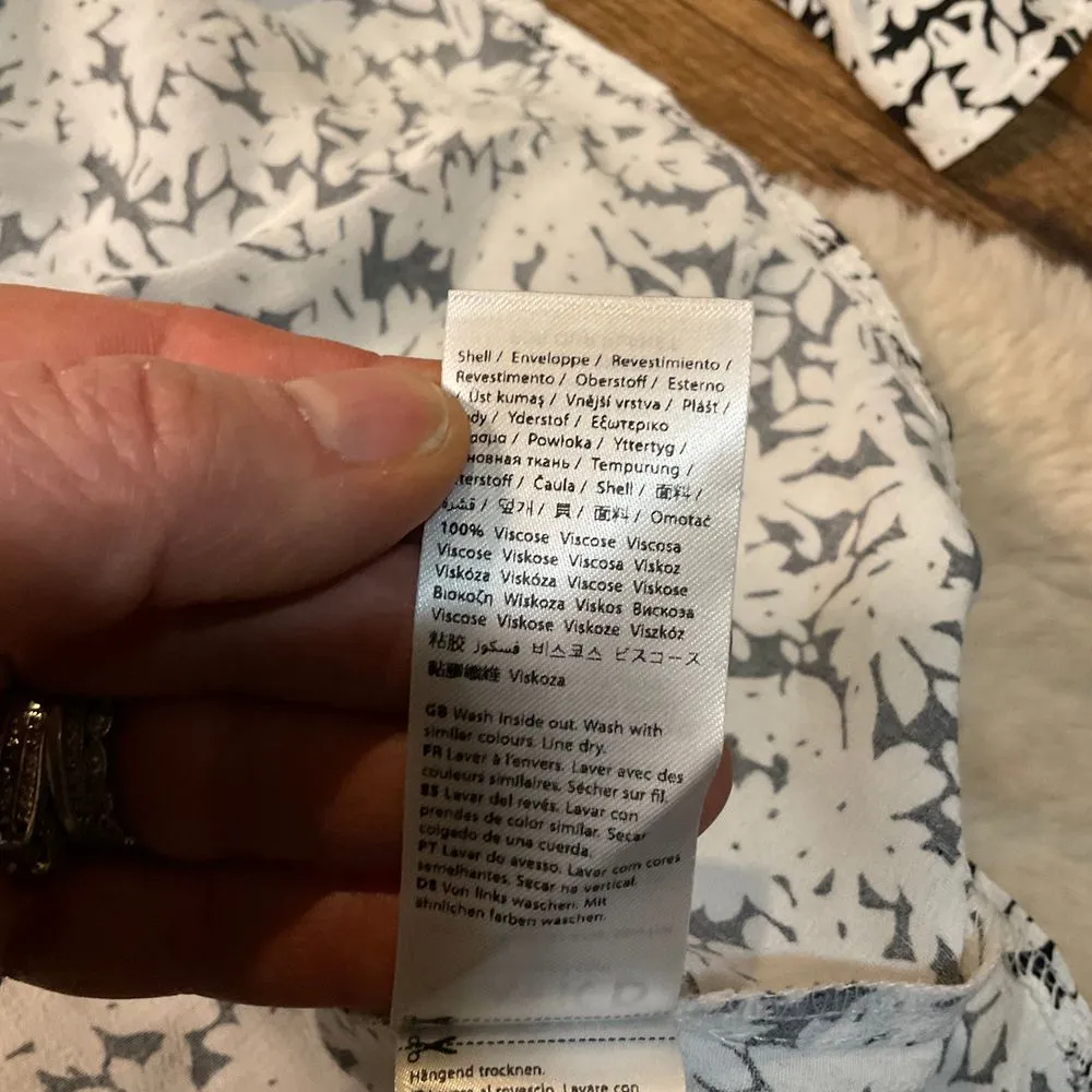 NA-KD Mini Frill Dress 32 XXS Frill Neck‎ Tie Long Sleeve Floral Black White - Image 3