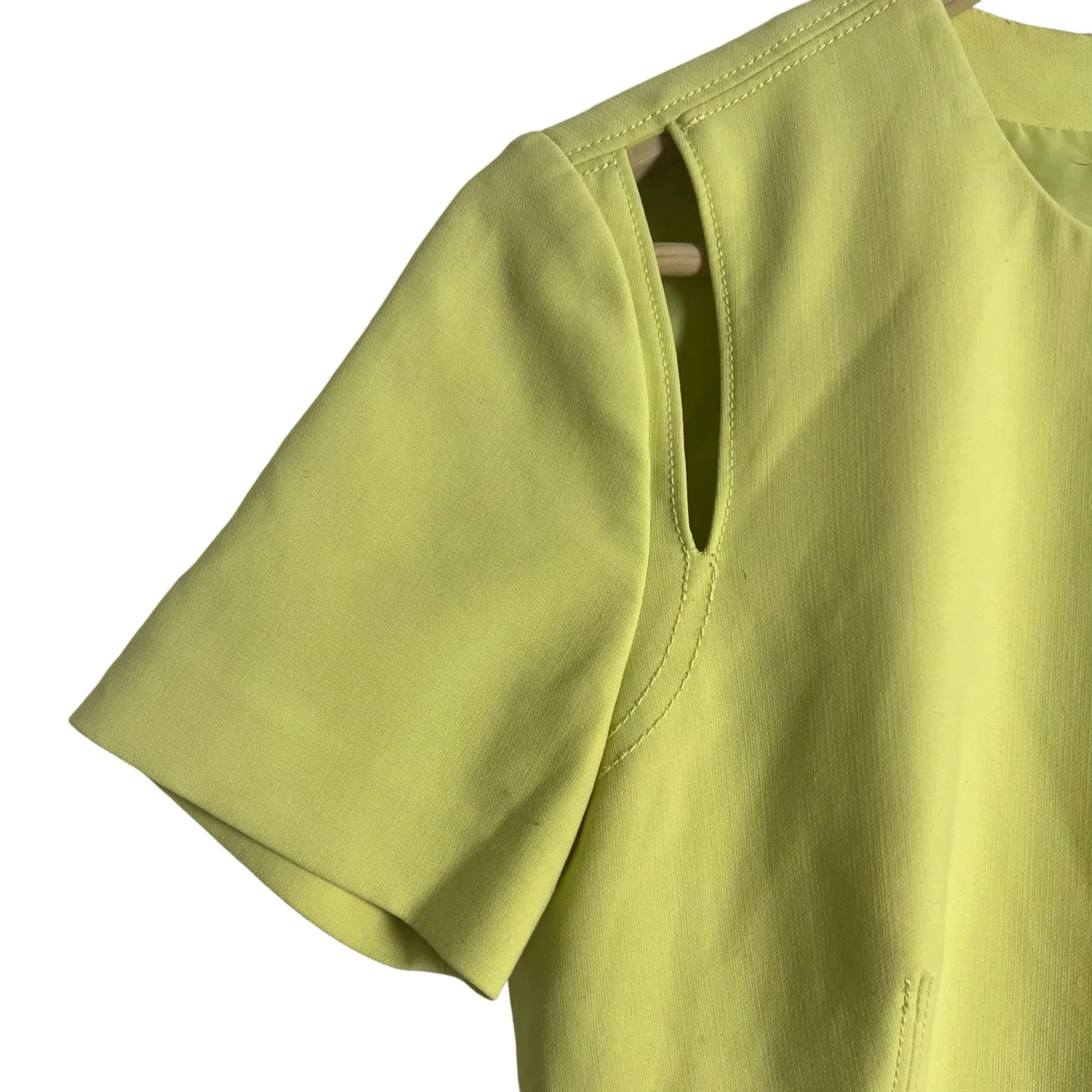 Cinq a Sept Alyssa Yellow A-Line Cut Out Short Sleeve Mini Dress Size 4 - Image 8