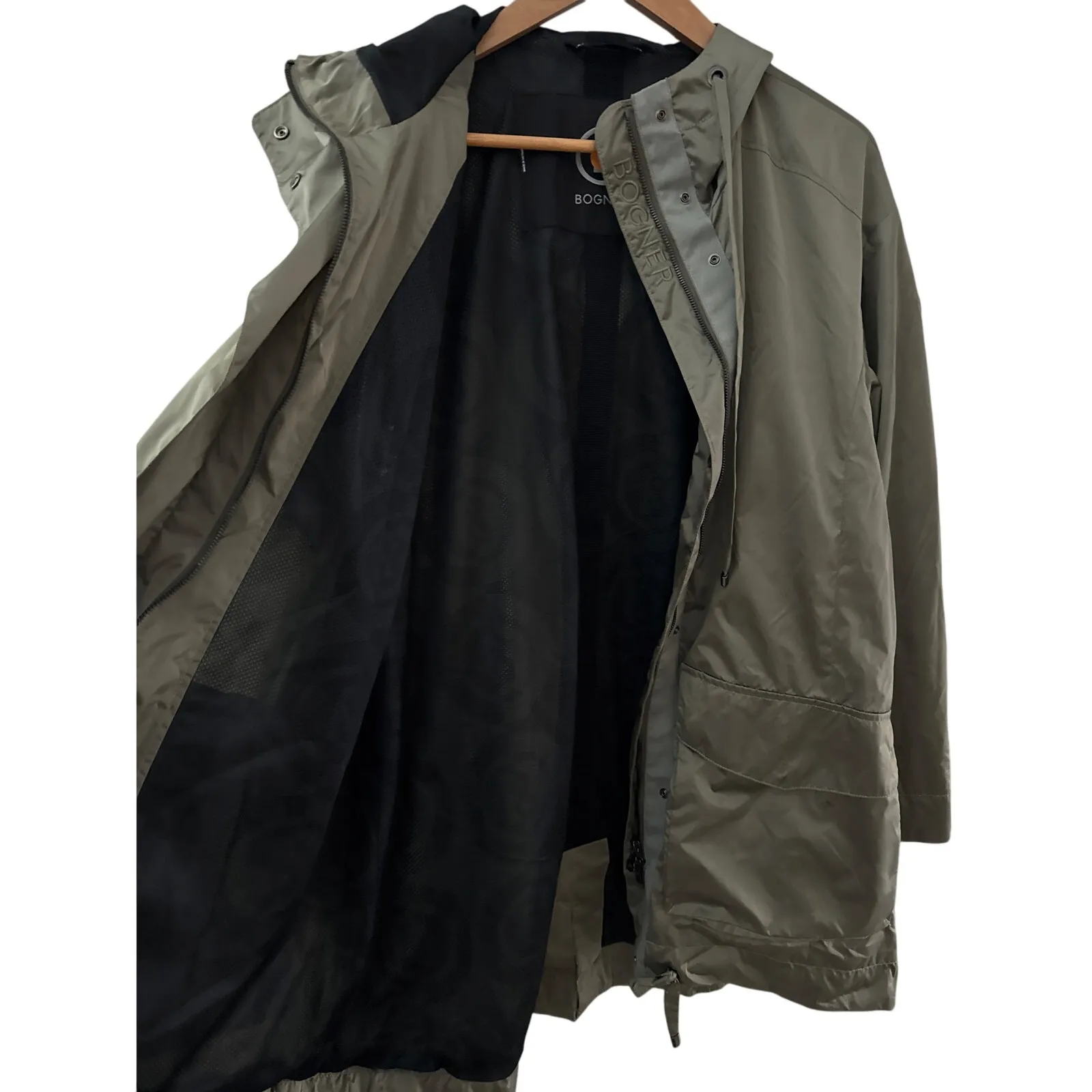 Bogner Parka Zia Ultralight Hooded Jacket Olive Green Size 6 - Image 5