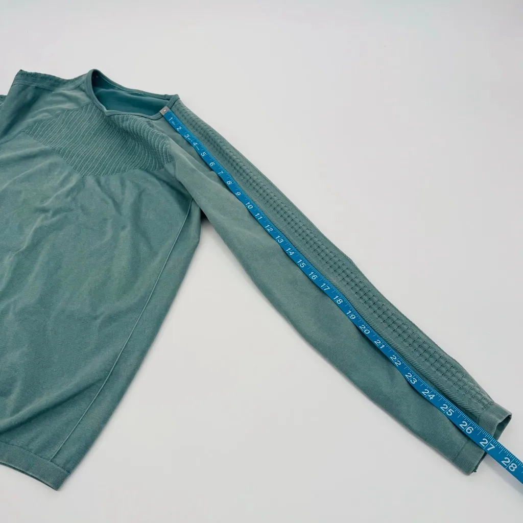 Fabletics Sync Seamless Long-Sleeve Top L Teal Base Layer - Image 7
