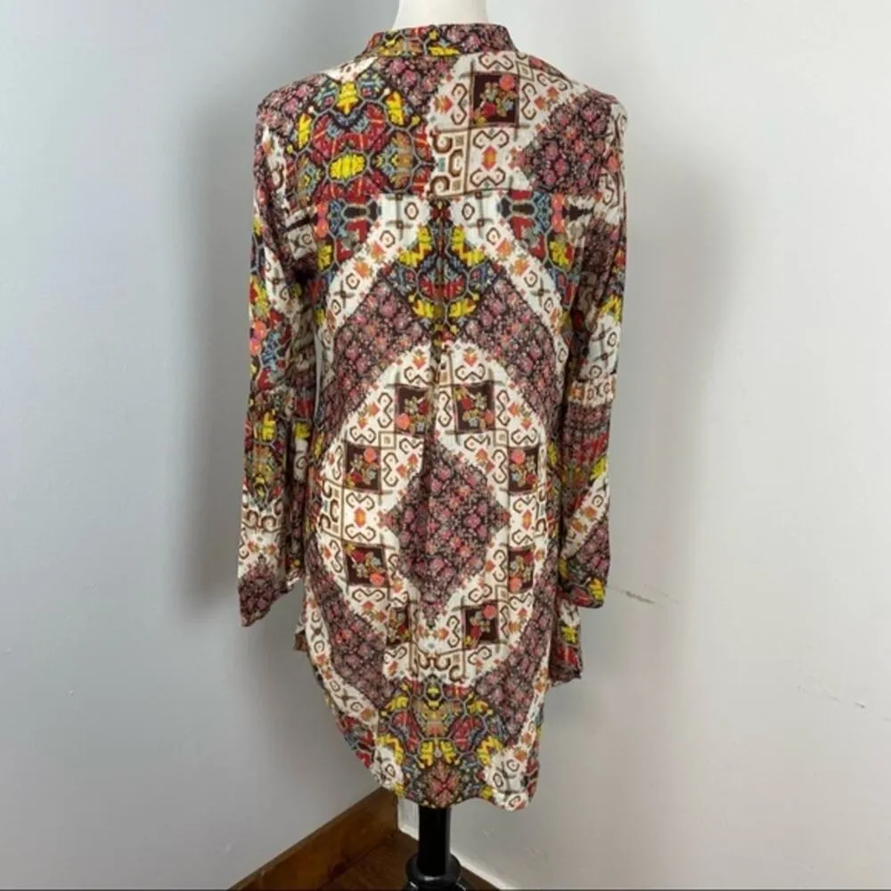 Ivy Jane Colorful Boho Retro Long Sleeve Shirt Dress Small Mosaic - Image 6