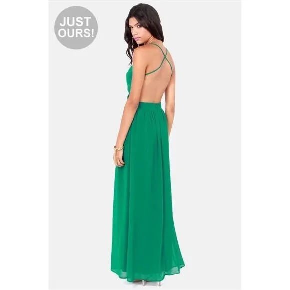Lulus Exclusive Women's Rooftop Garden Backless Emerald Green Prom Dress Size S - Image 2