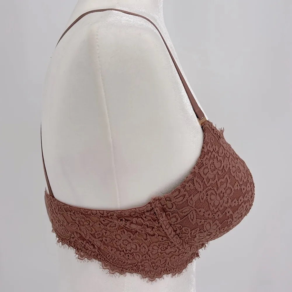 Aerie Real Power Plunge Push Up Mauve Eyelash Lace Bra Women’s Size 34D - Image 8