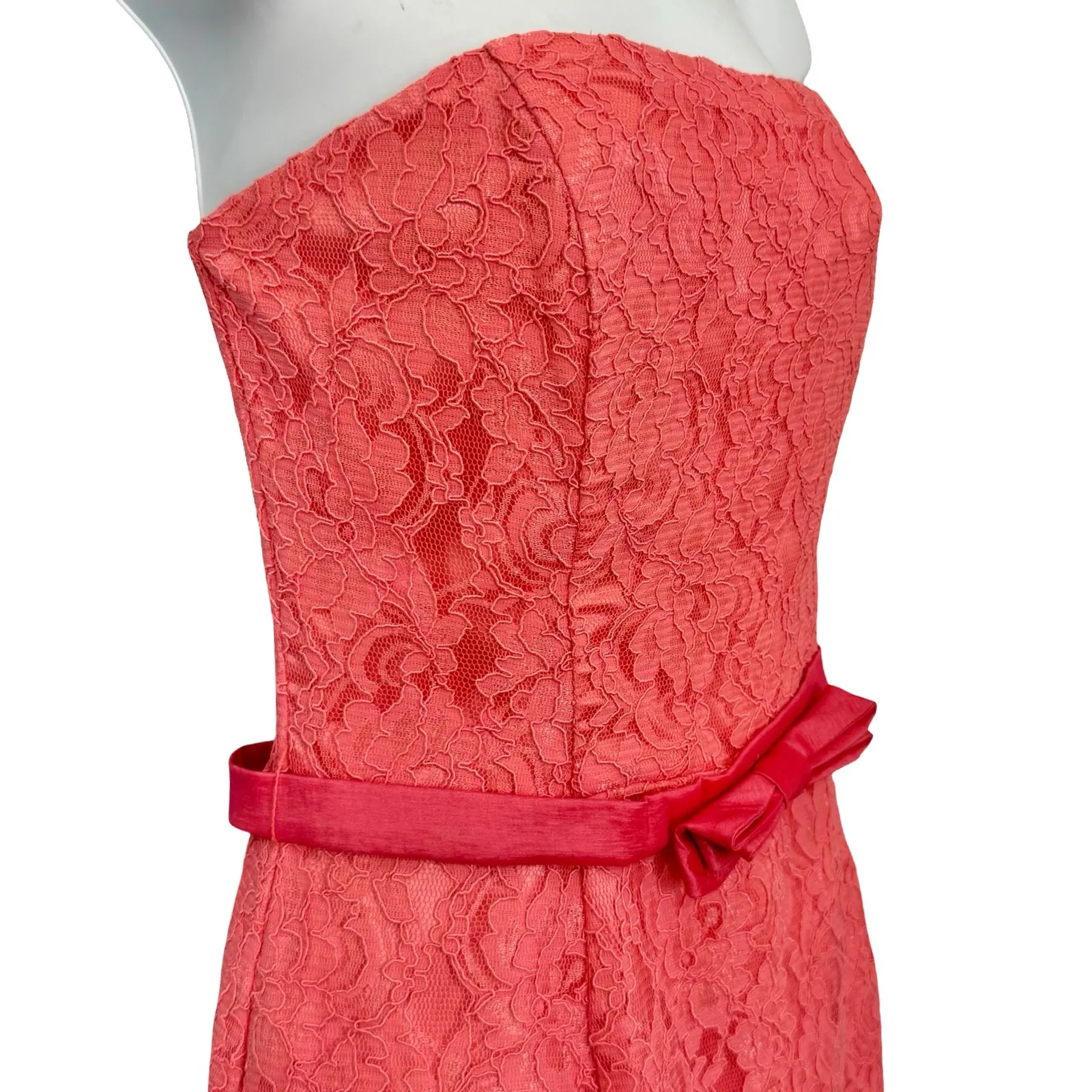 Vintage Jessica McClintock Pink Floral Lace Strapless Mermaid Maxi Dress size 10 - Image 10