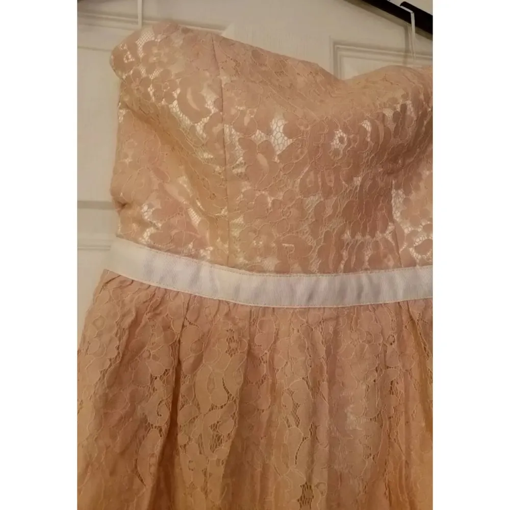 Modcloth Alythea Strapless Beige Lace Party Cocktail Dress Fairycore Coquette - Image 3
