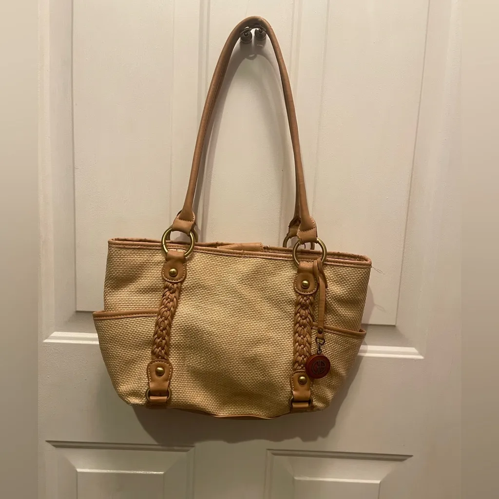 Giani Bernini tan woven purse bag tote - Image 2