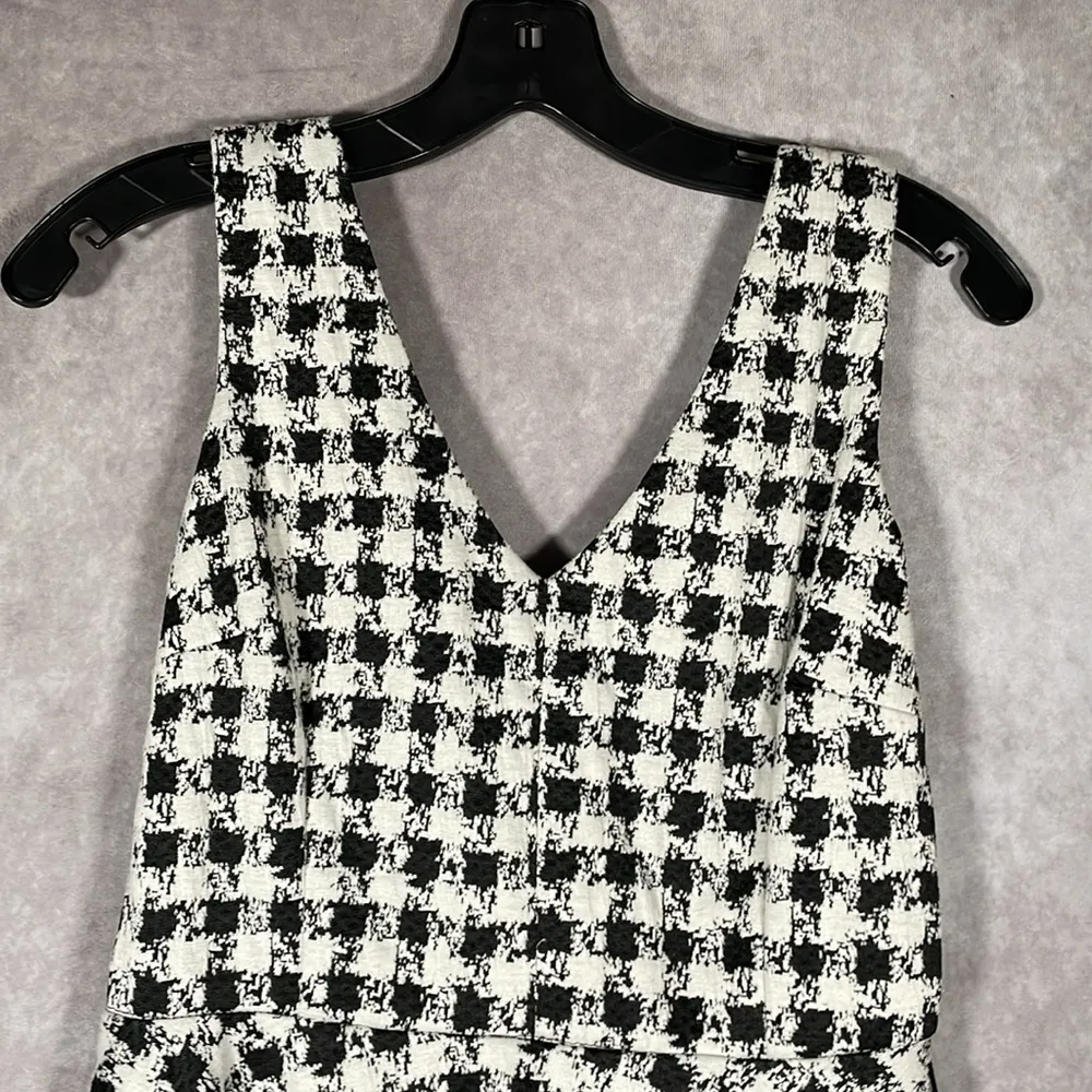 City Triangles White & Black V-Neck Blotchy Gingham Dress | Size 11 JRS - Image 3