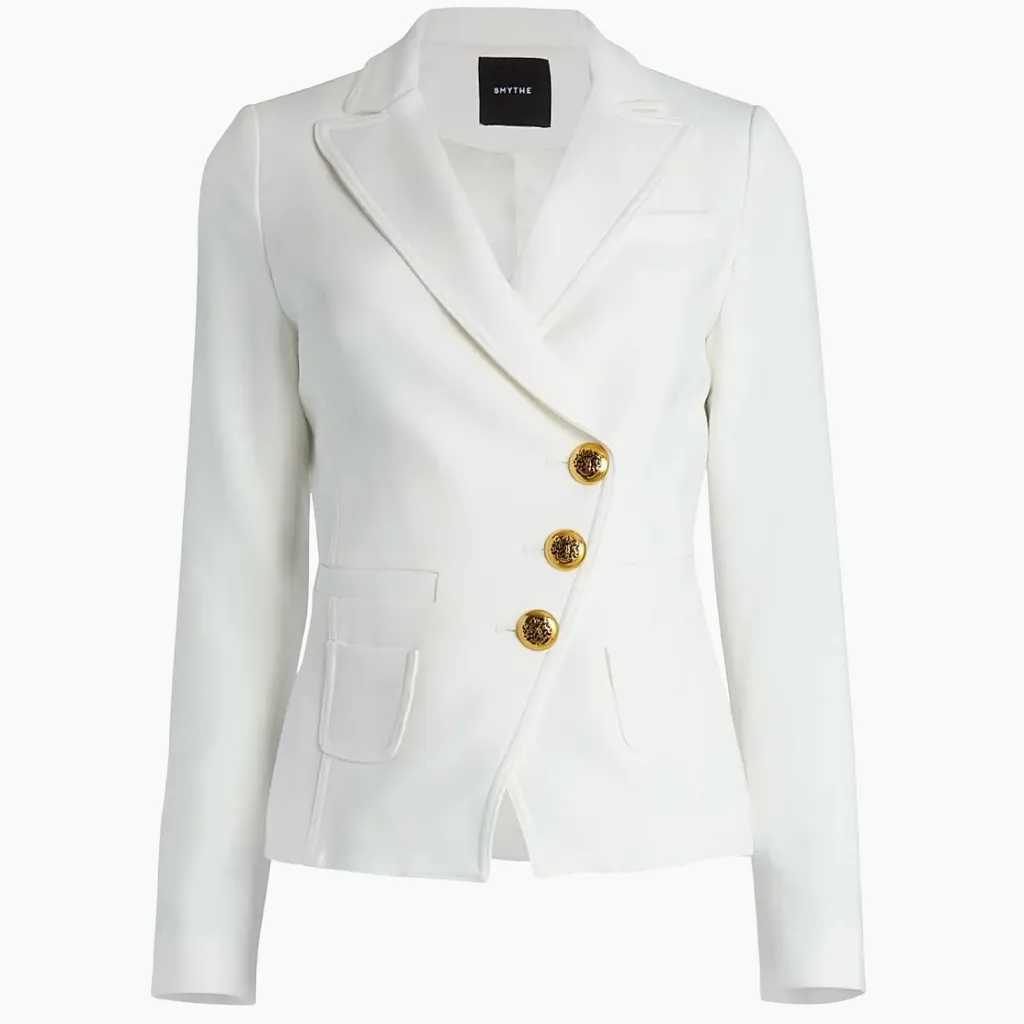 Smythe Wrap Asymmetrical Blazer Jacket White 8 NWT Tailored Double Breasted - Image 16