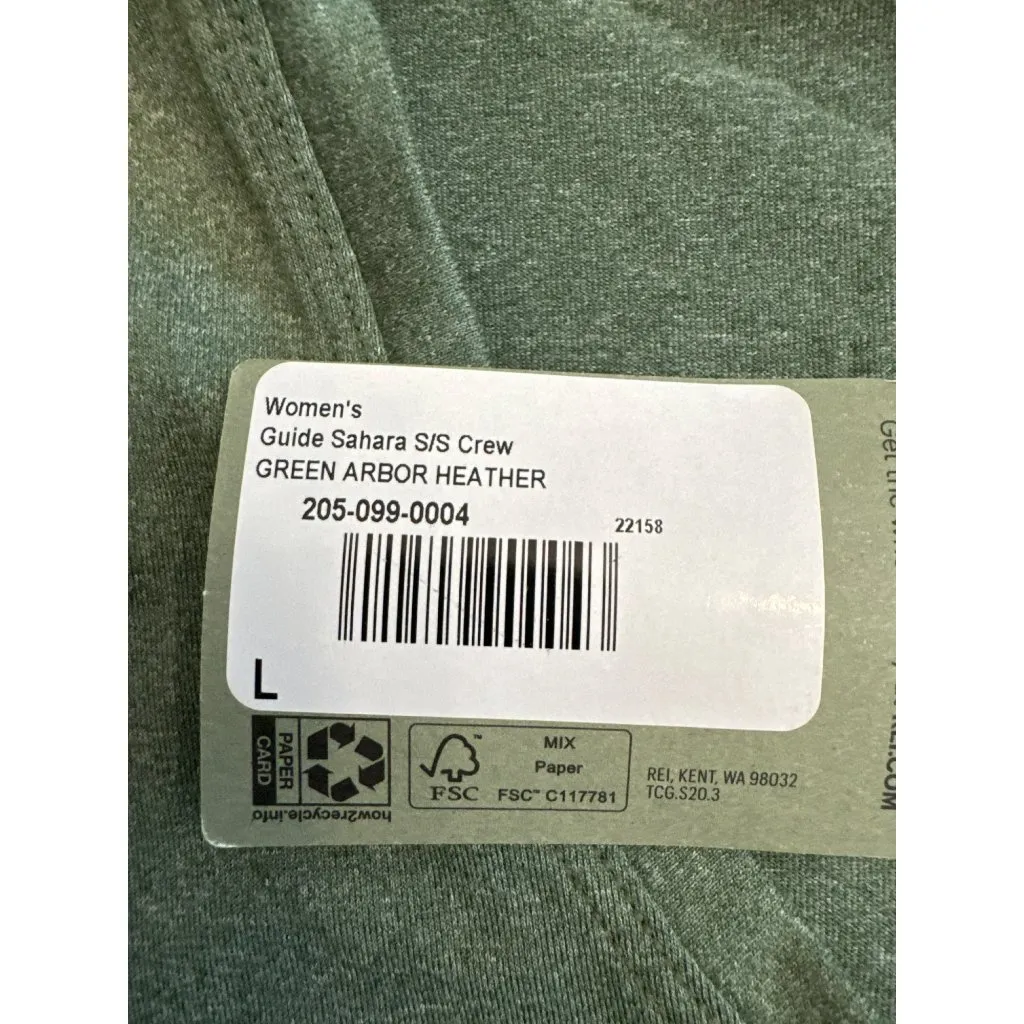 REI Co-Op Sahara Guide T-Shirt Womens Large Green Short Sleeve Crew NWT Hiking - Image 3