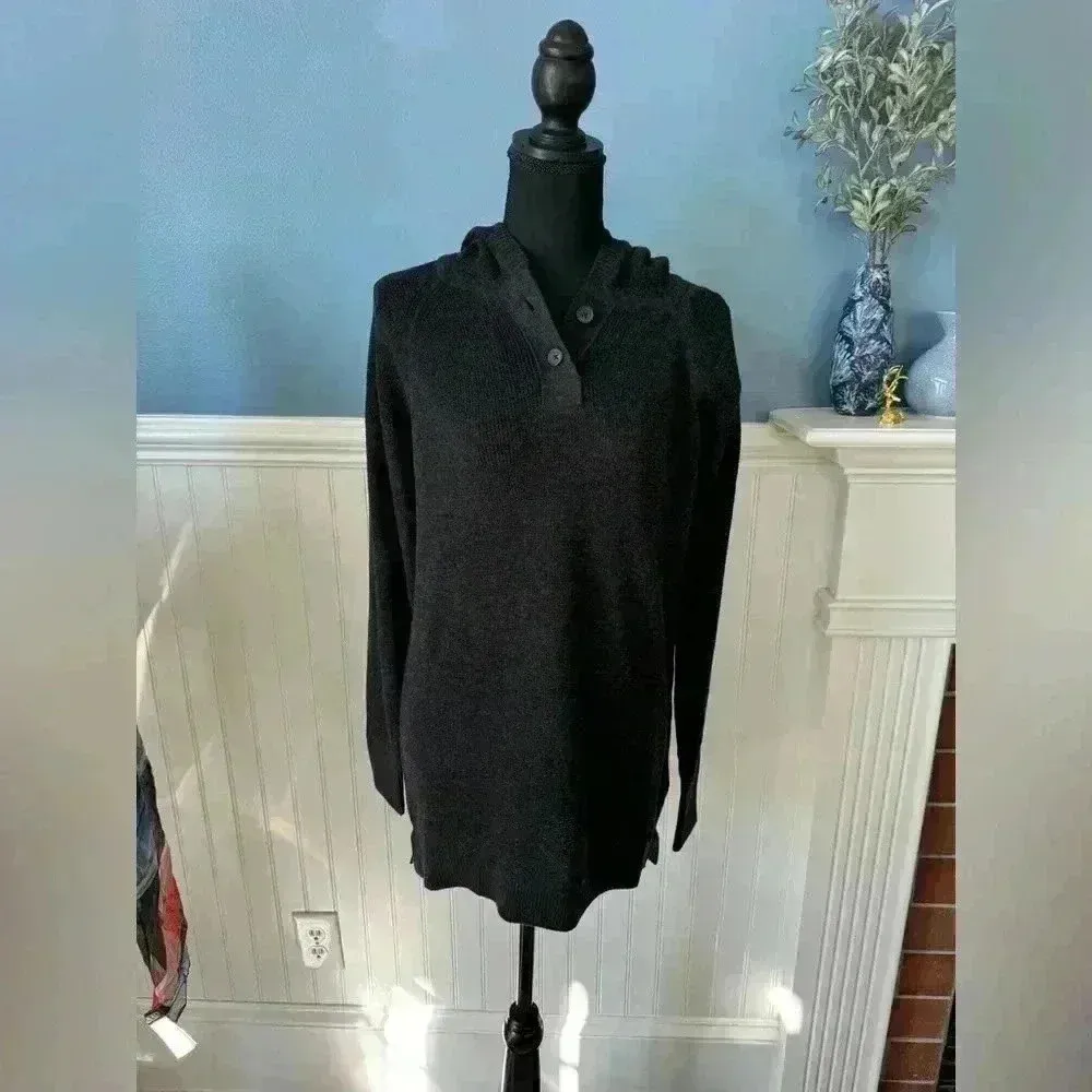NWT PrAna Milani Tunic Sweater Hoodie Top Dress ~ Black ~ XS - Image 3