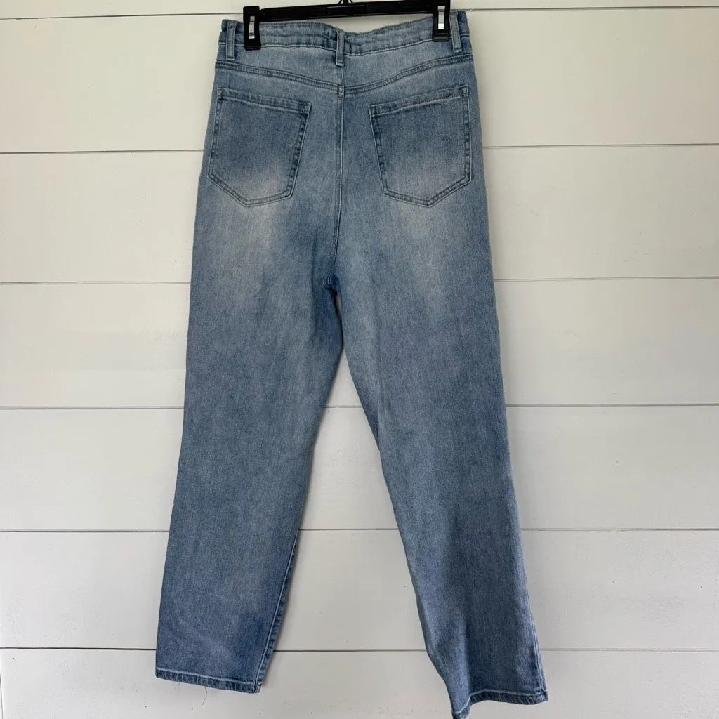 Abound Women’s 31 Distressed Straight Denim Jeans Button Fly - Image 3