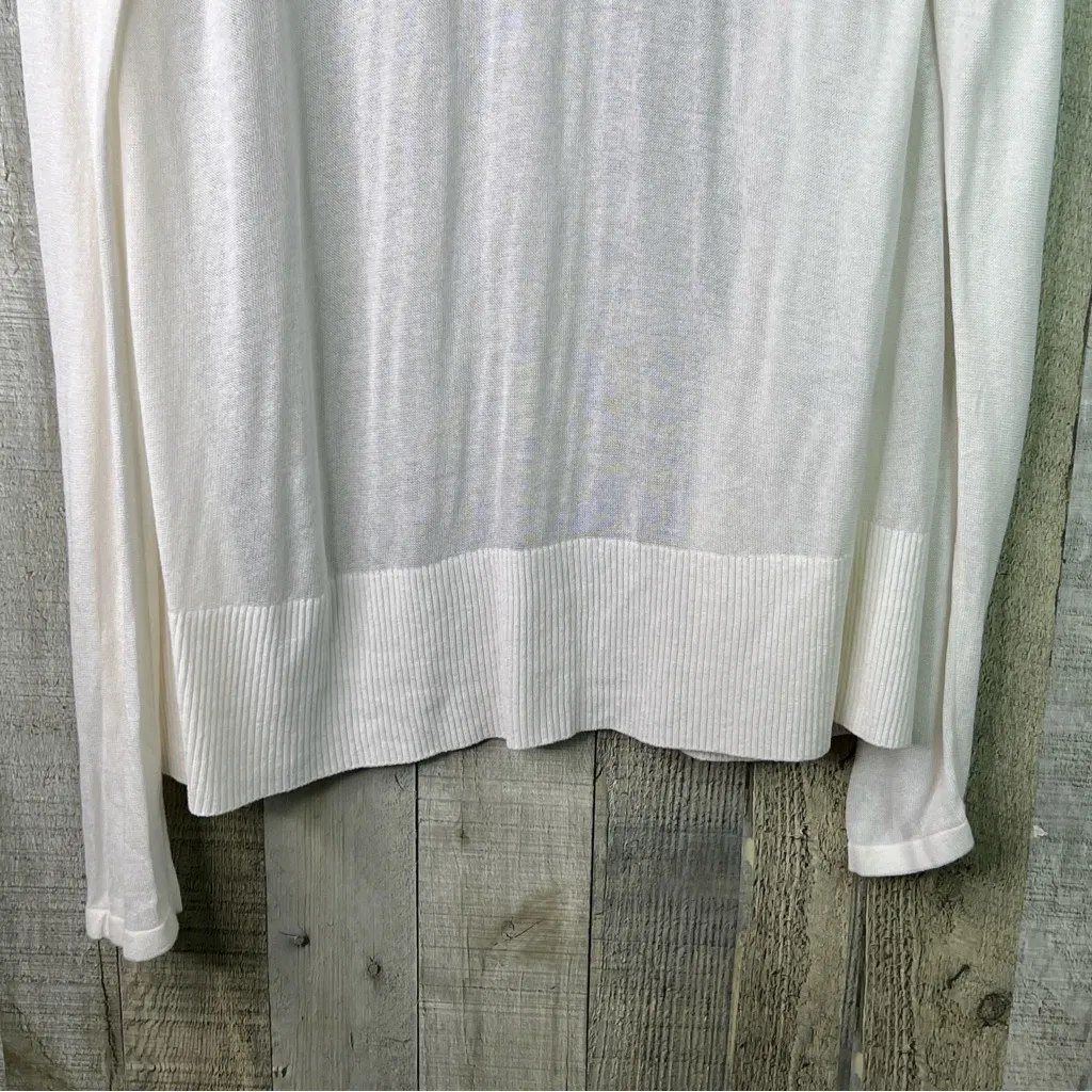 Ann Taylor Factory Medium Cream/Off White Long Sleeve Open Front Cardigan - Image 7