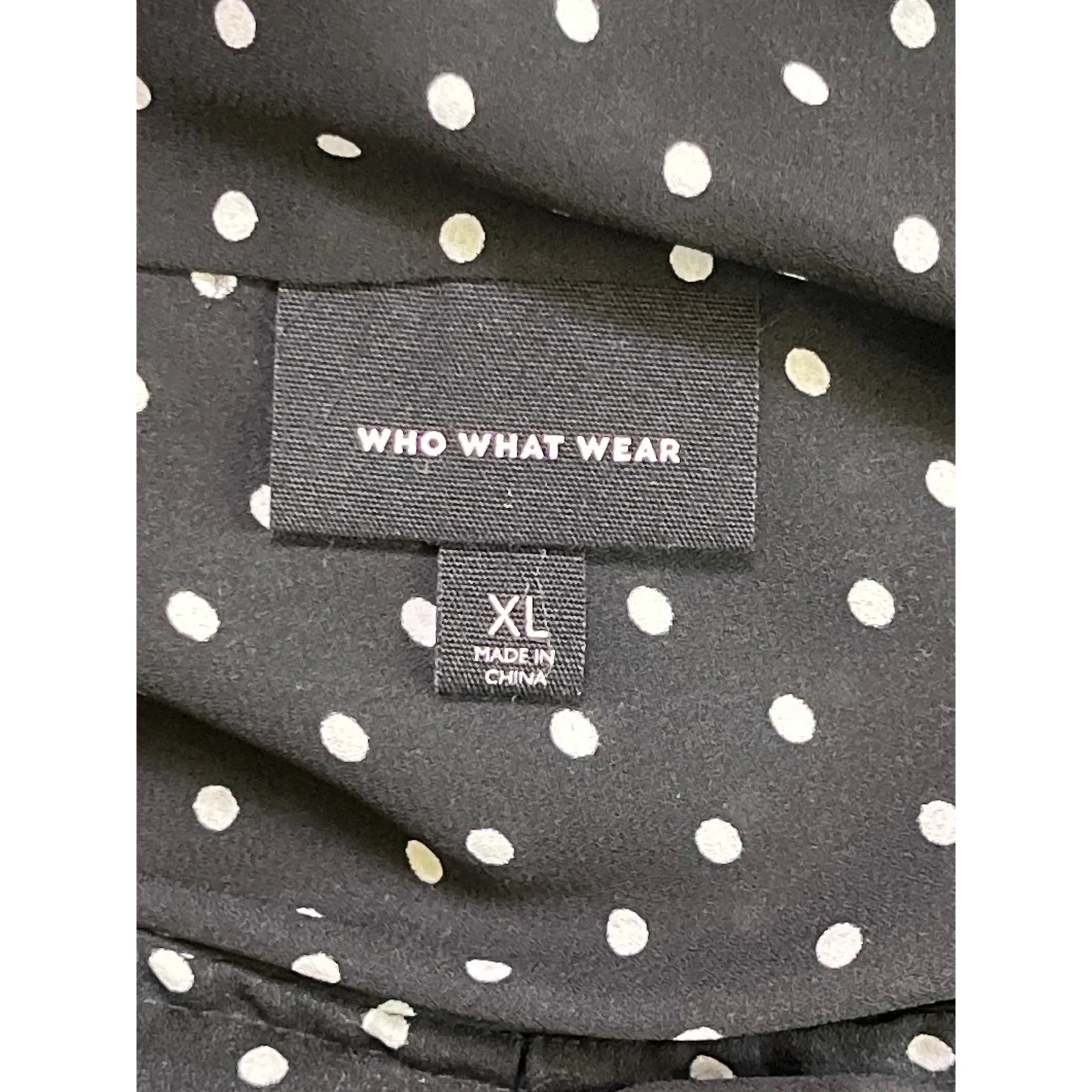 Who What Wear Black White Polka Dot Tie Neck Blouse XL Long Sleeve - Image 8