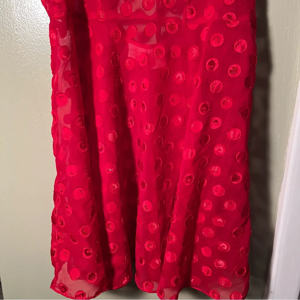 Vintage Gilligan & O’Malley Sheer Nightie Red Polka Dots S - Image 3