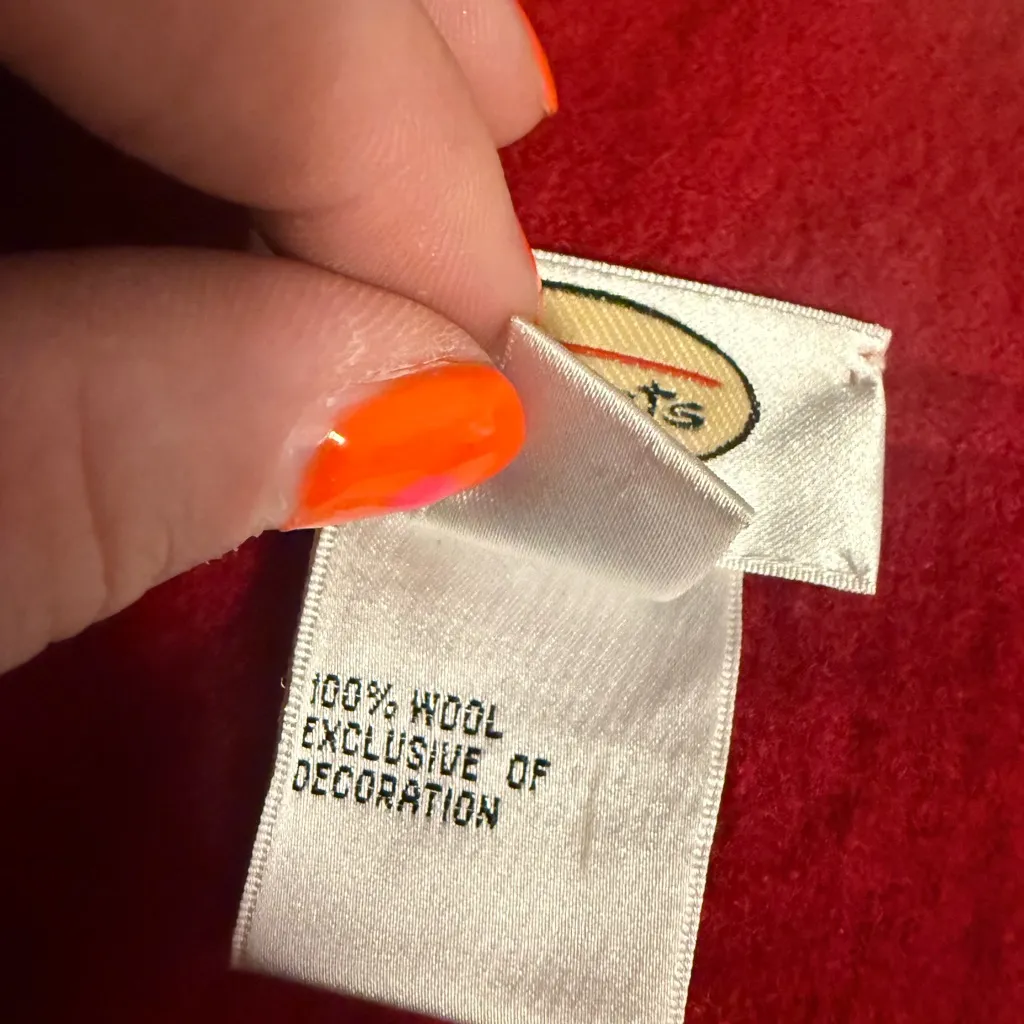 Talbots Red Wool Beaded Embroidered Jacket 2X – Read Description (Holes) - Image 6