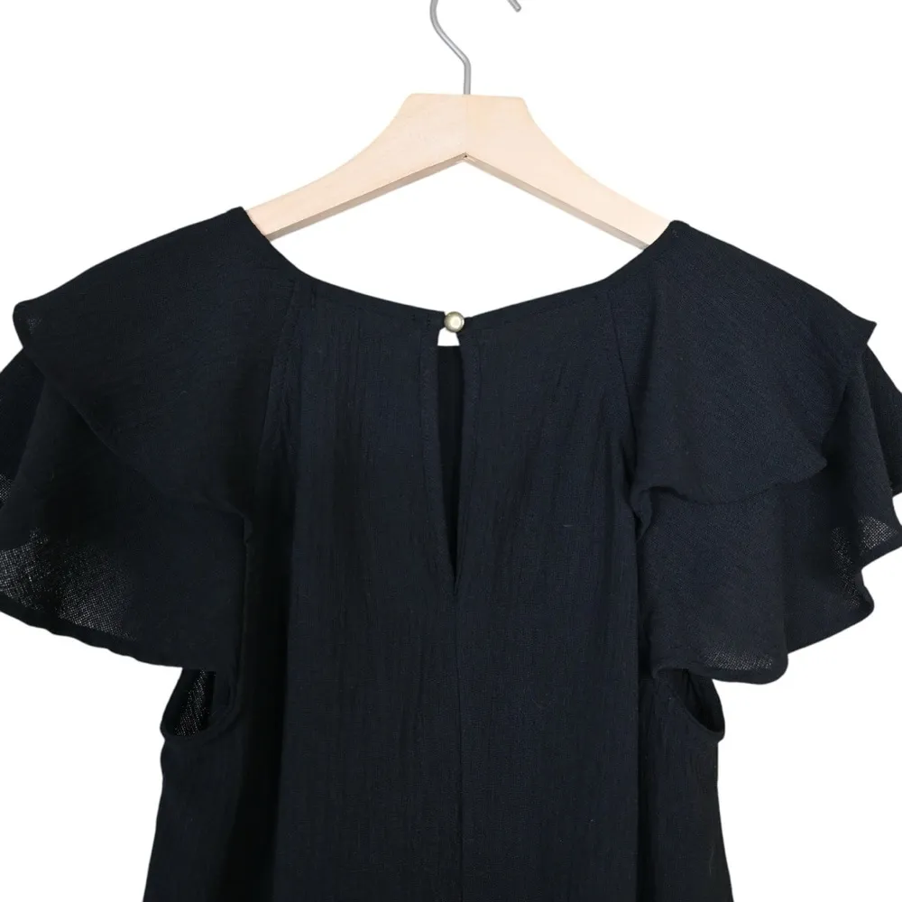 Ces Lemme Womens M Black Flutter Sleeve Blouse Size M - Image 4