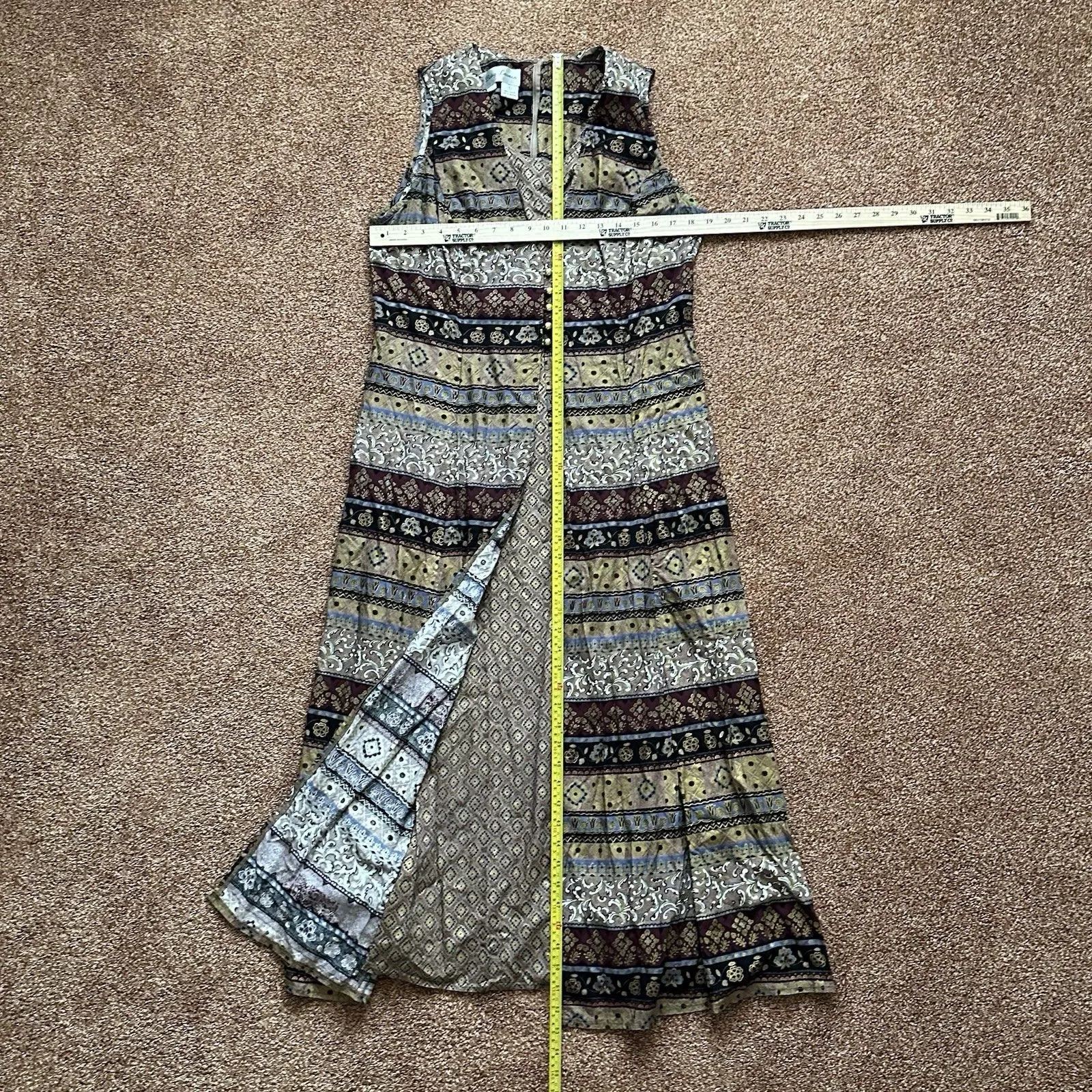 Vintage Betsy Lauren Maxi Dress 16 Sleeveless Boho Cottage Core Prairie Western - Image 6