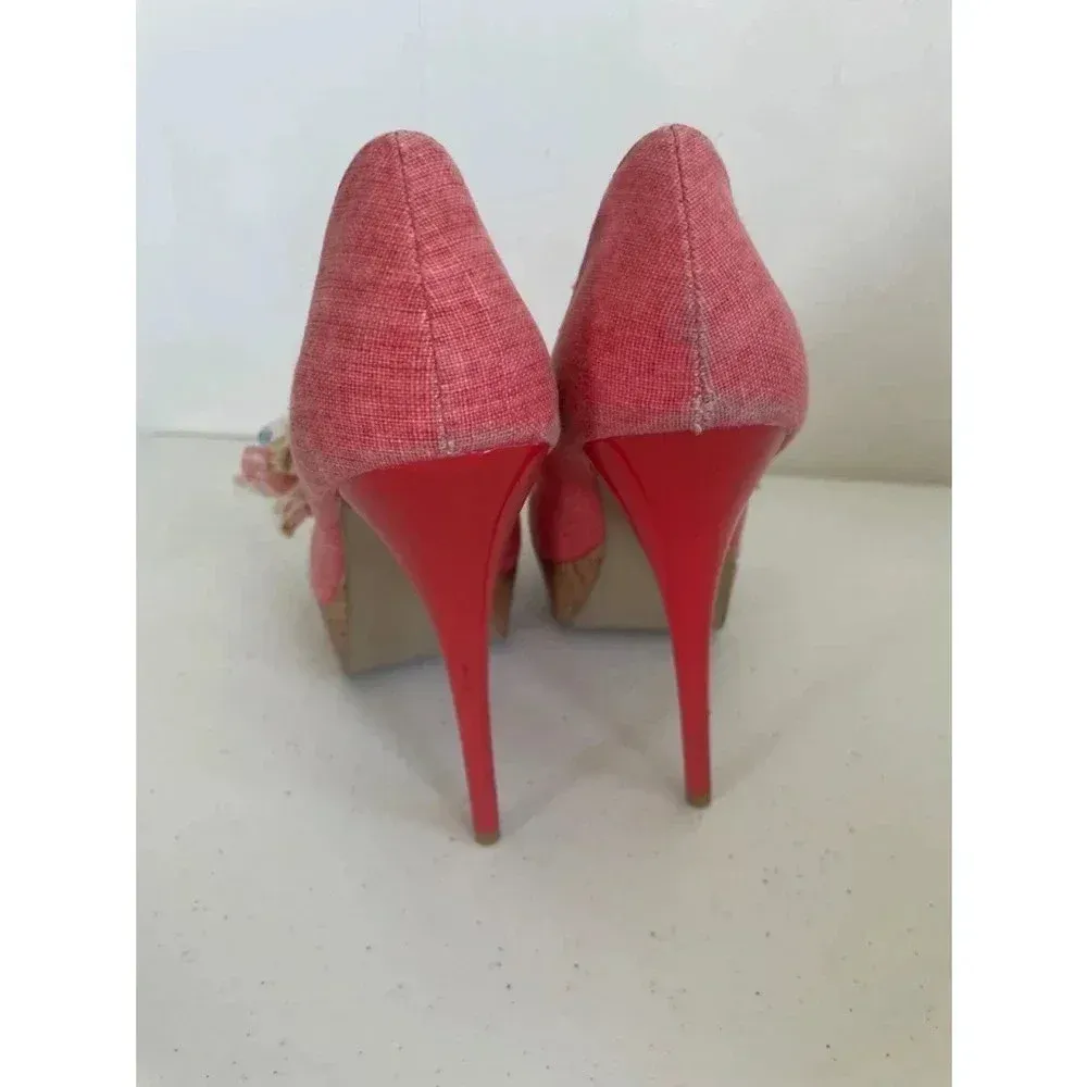 Women's Diva Lounge Pink Floral Platform‎ 6” High Heels Size 8.5 EUC! - Image 4