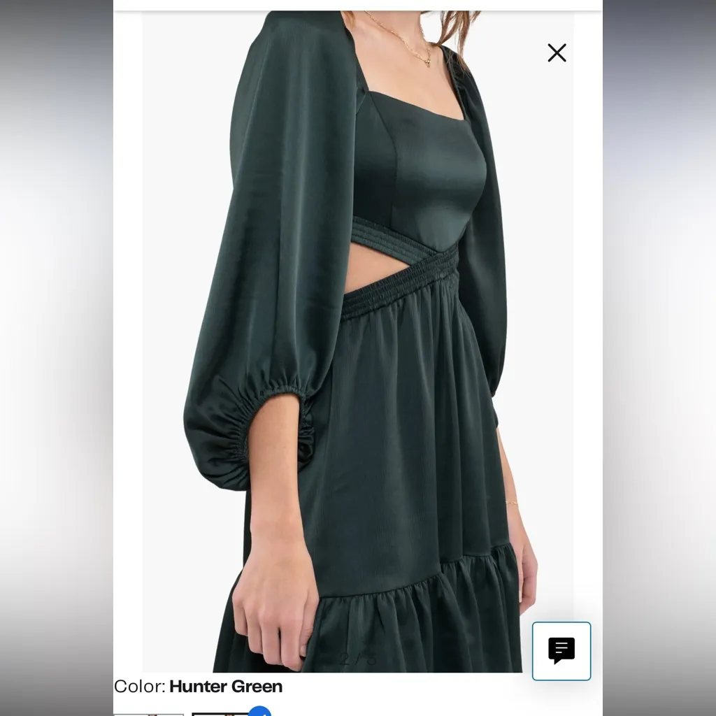 Blu Pepper Dark Green Long Sleeve Dress - Image 3