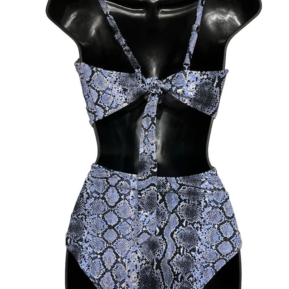 Bar Ill Women's Blue Python printed monokini one piece swimsuit Large NWT. - Image 5
