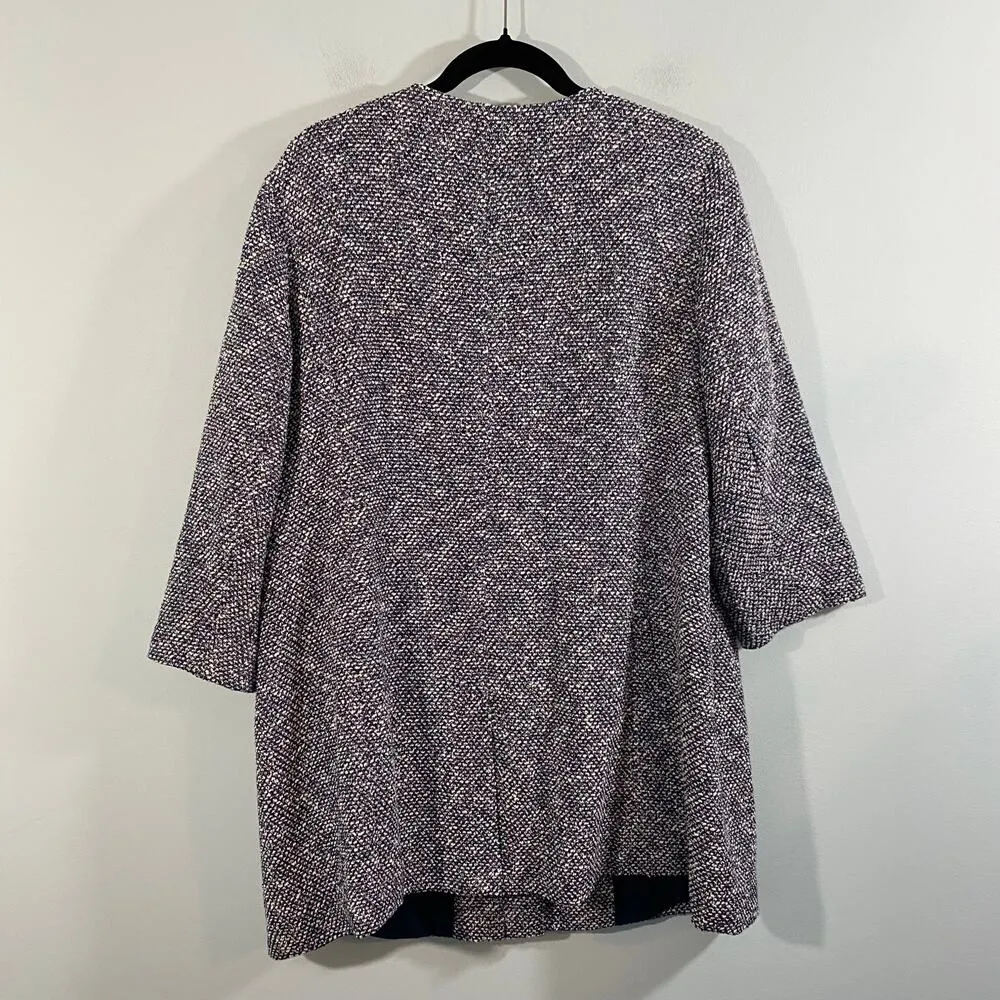 Talbots Navy & White Tweed Button Up Front Quarter Sleeve Overcoat Size 1X - Image 9