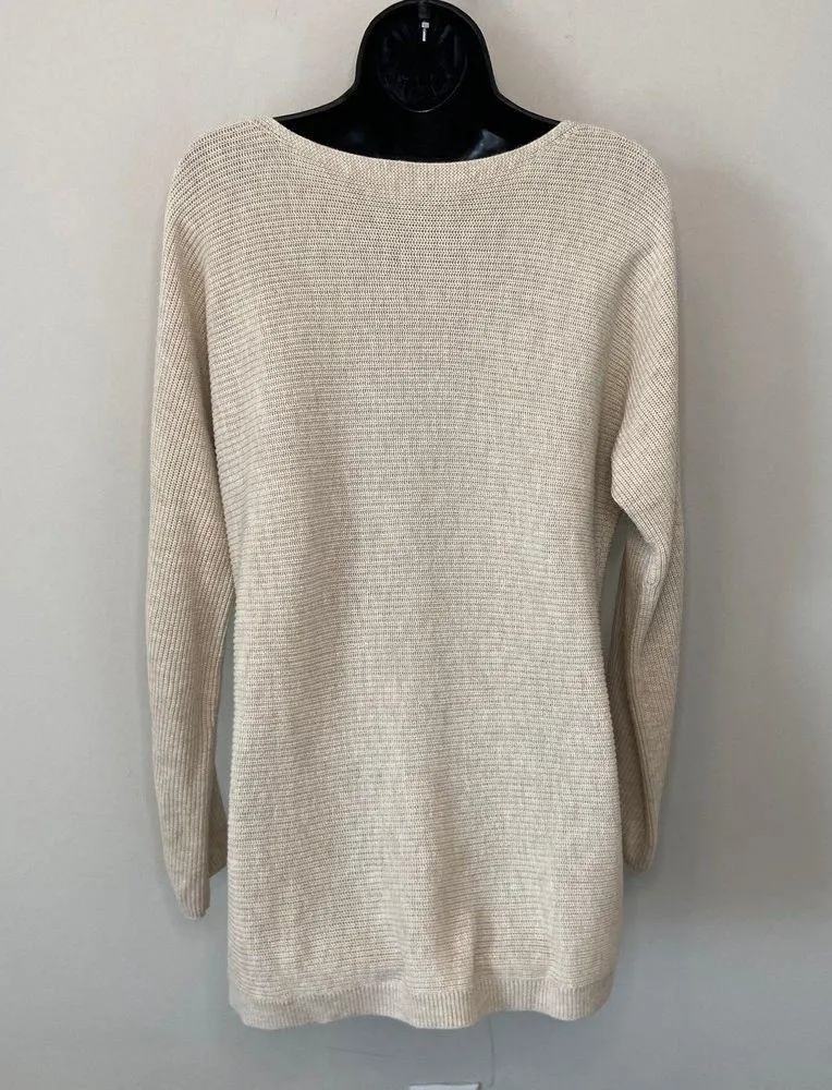 J Jill Heather Oatmeal Knit Wearever Textured Dolman Sleeve Sweater Size Small - Image 9