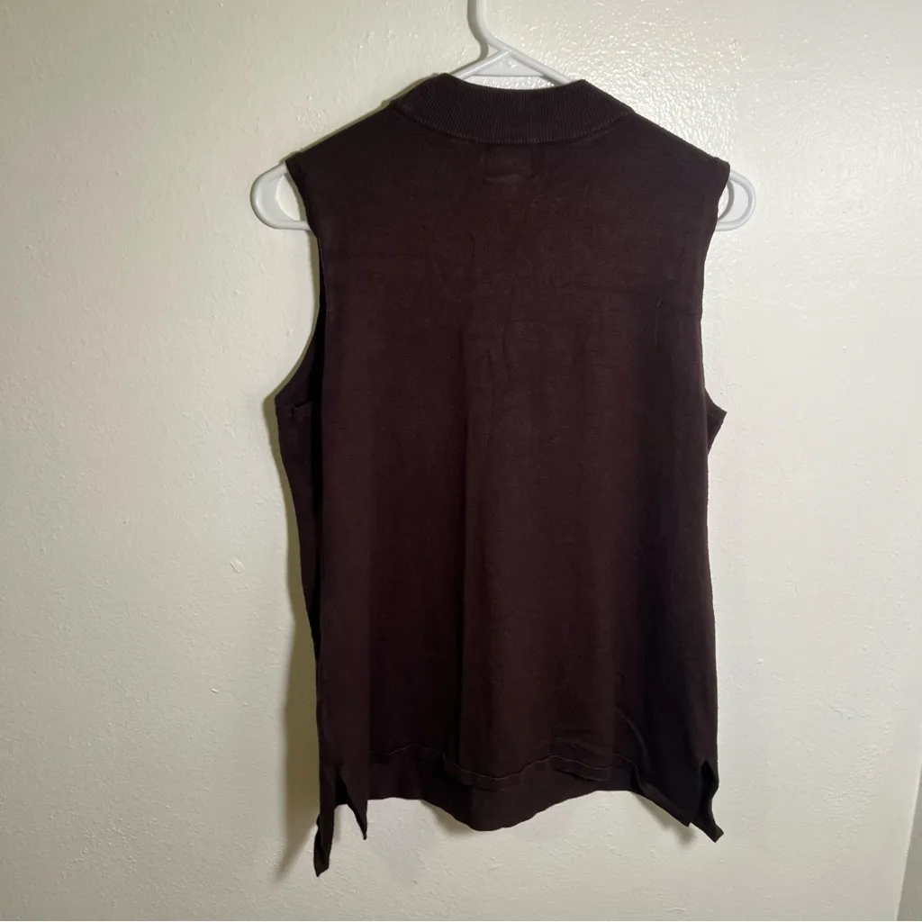 JM Collection Sleeveless Sweater Chocolate Brown PL - Image 7