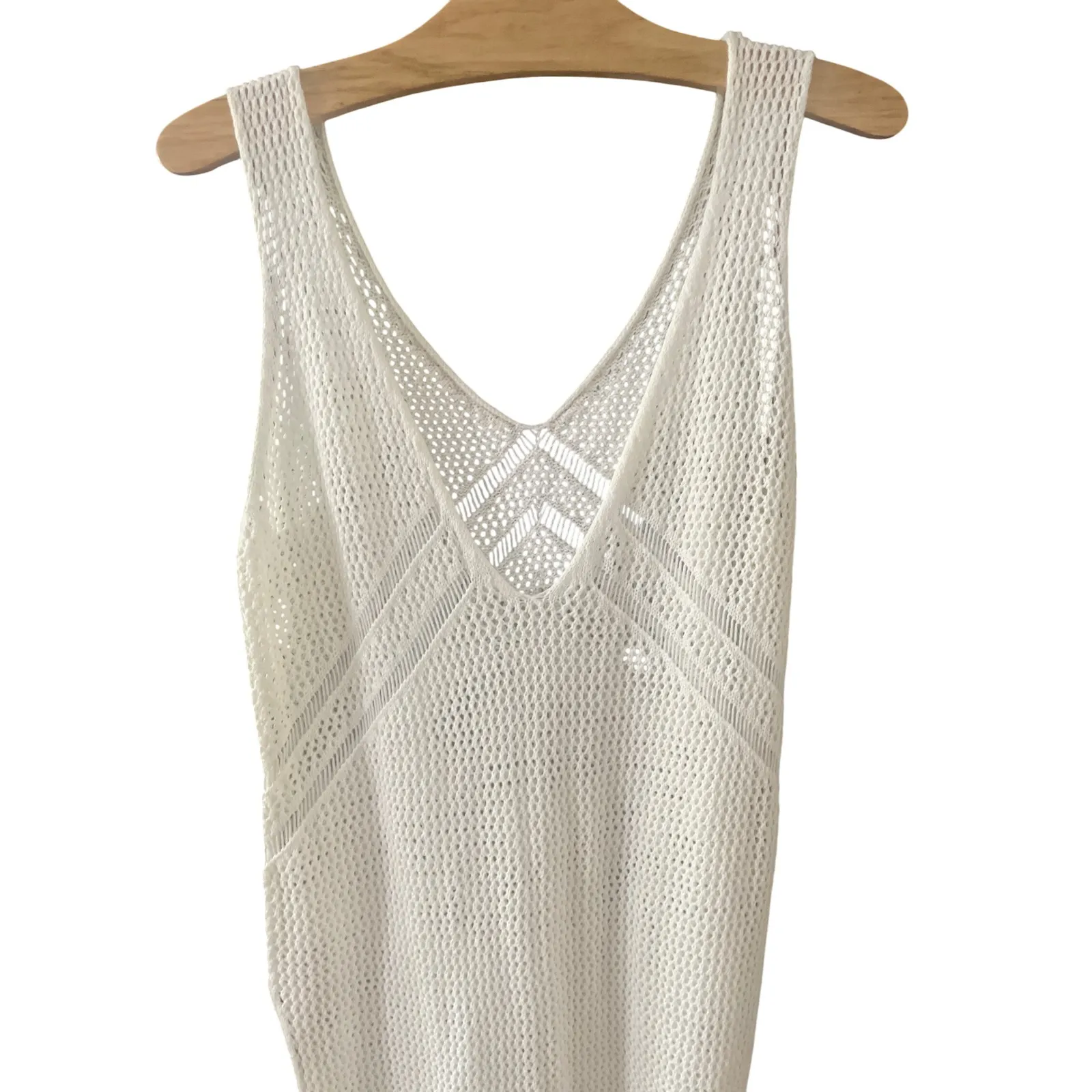 CUPSHE Women Crochet Swimsuit Cover Up Sleeveless Long Split Mesh Beach‎ Dress - Image 8
