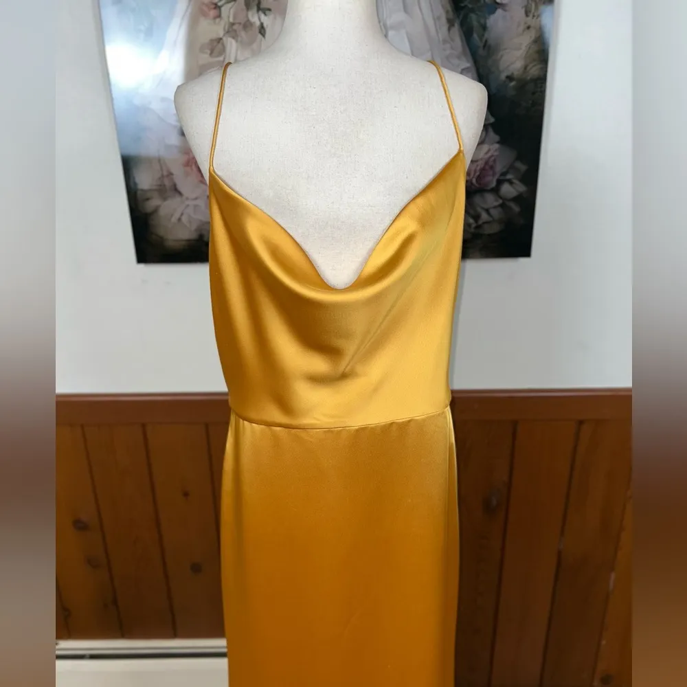 Gorgeous New Dessy Collection NYC Gold Maxi Dress! Size 16 - Image 3