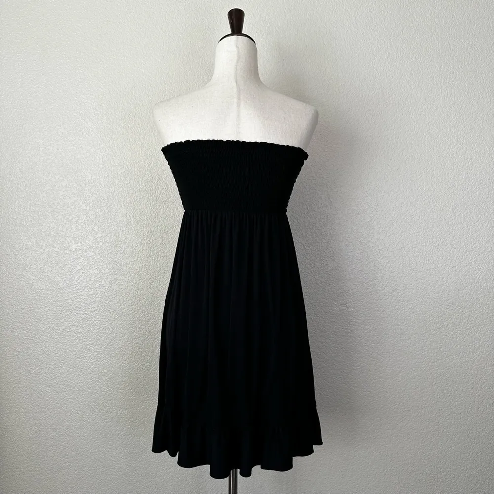 Juicy Couture Y2K Black Smocked Swim Cover Up Mini Dress, Size SP - Image 6